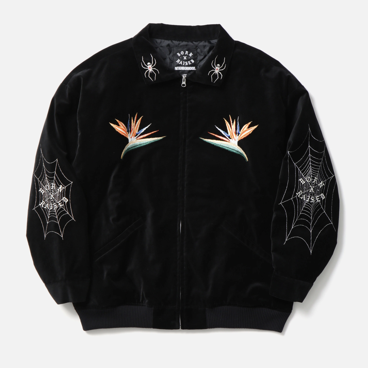 NEIGHBORHOOD X BORN & RAISED . SOUVENIR JACKET 聯名 刺繡 孔雀 天堂鳥 花鳥風月 外套 -251AQ39N-JKM01S