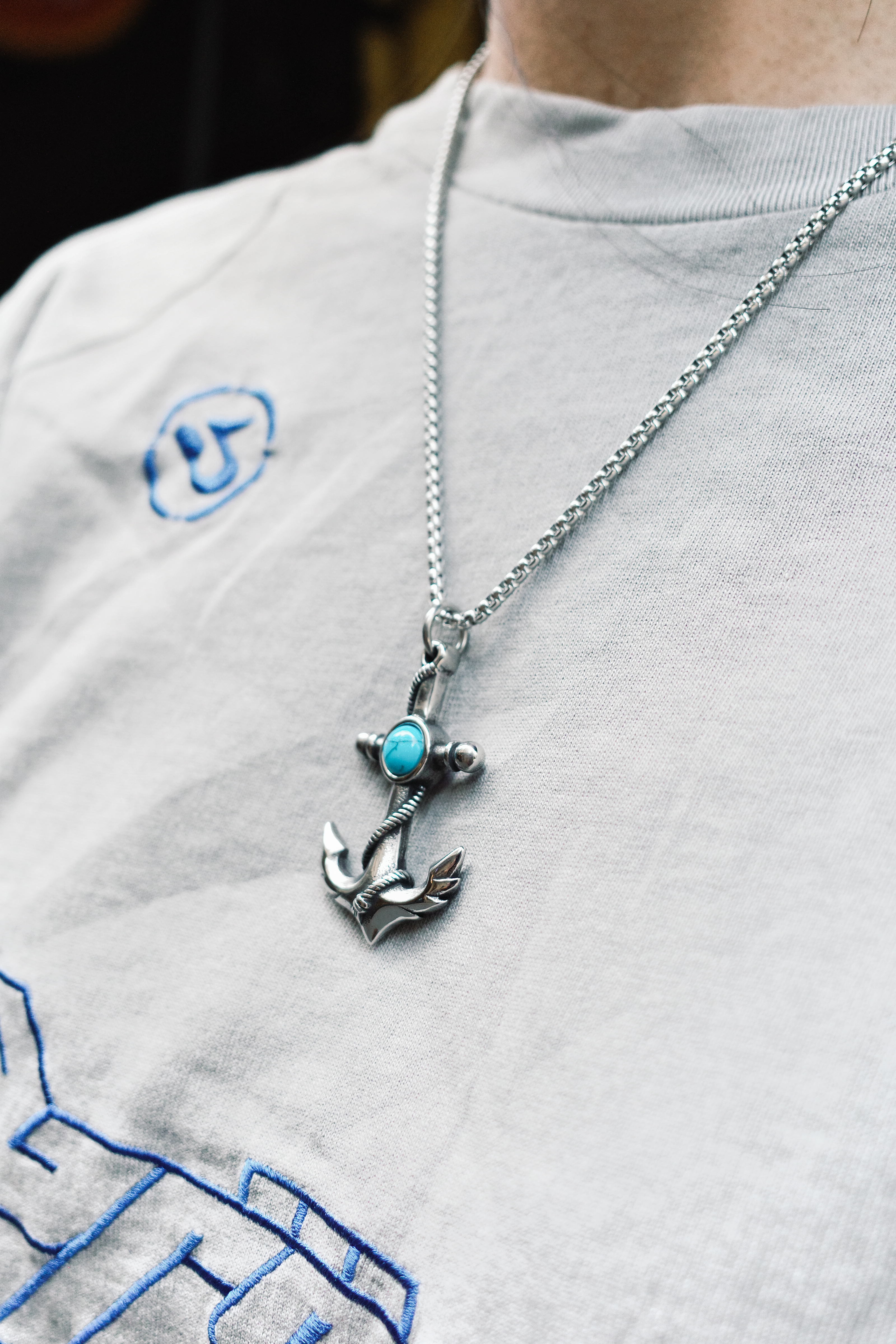 『Always_Good』十字船錨 寶石 吊墜 項鍊