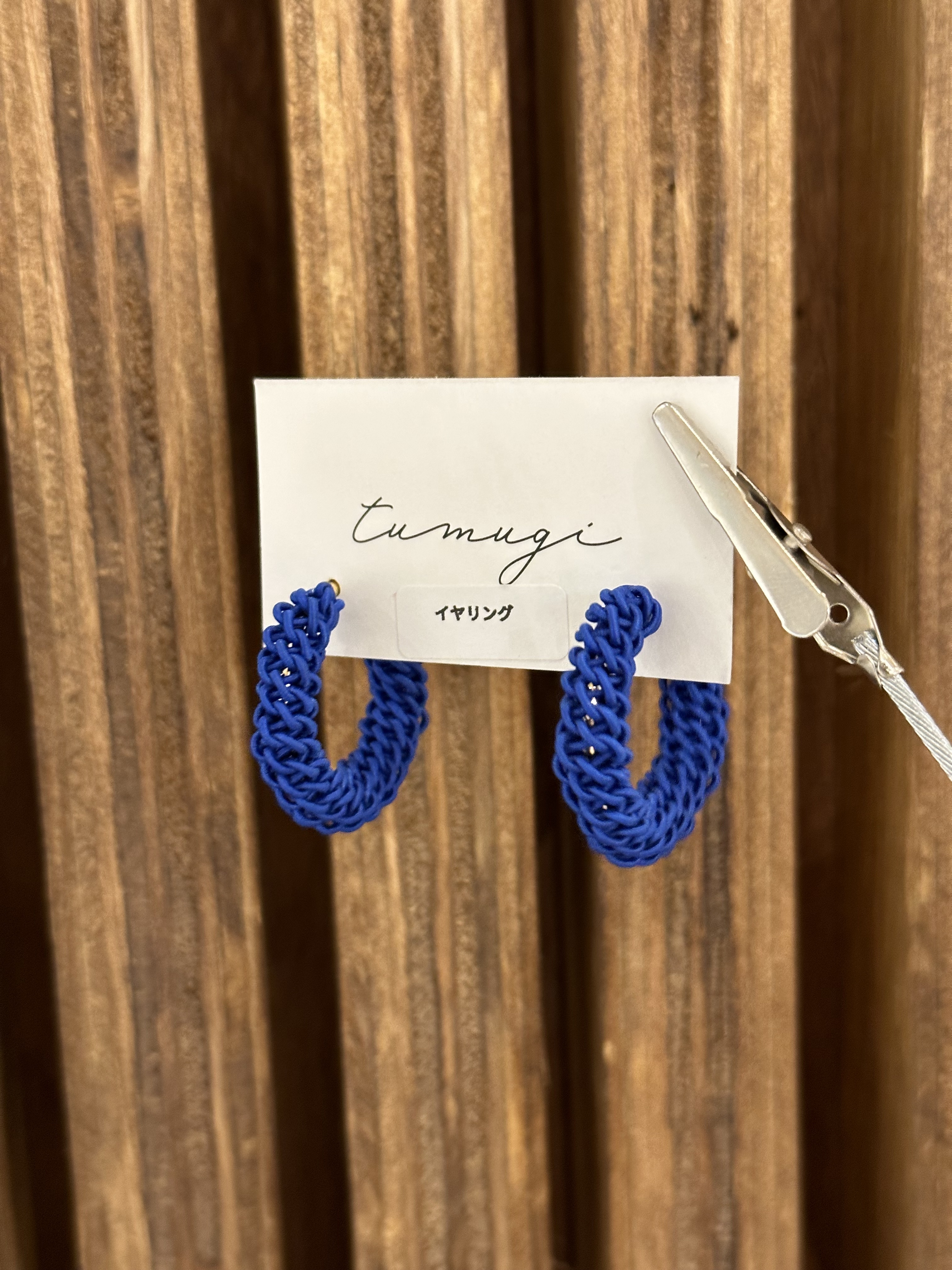[TUMUGI] 水引環形耳環 | 武士藍 | 耳夾 | NO.4