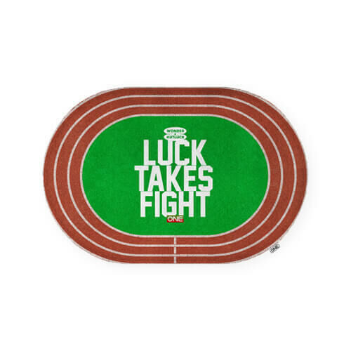 越努力越幸運 田徑 橢圓形 泡綿 止滑 毛絨 腳踏墊 地毯