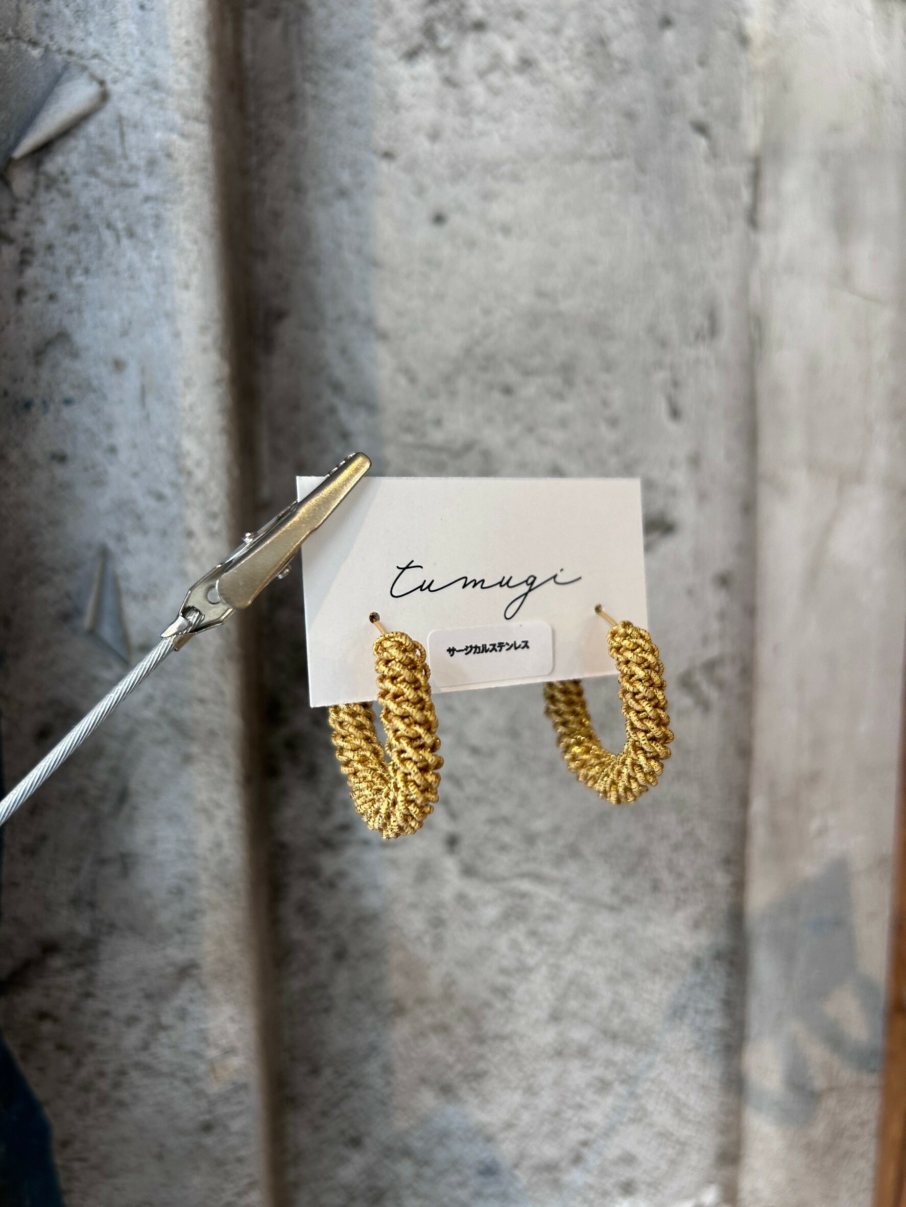 [TUMUGI] 水引環形耳環 | 金色 | 耳針 | NO.8