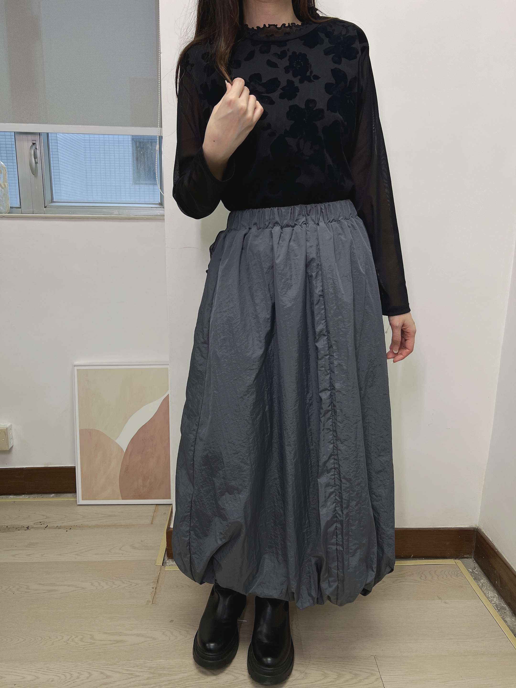 PO 暗花波浪領 打底