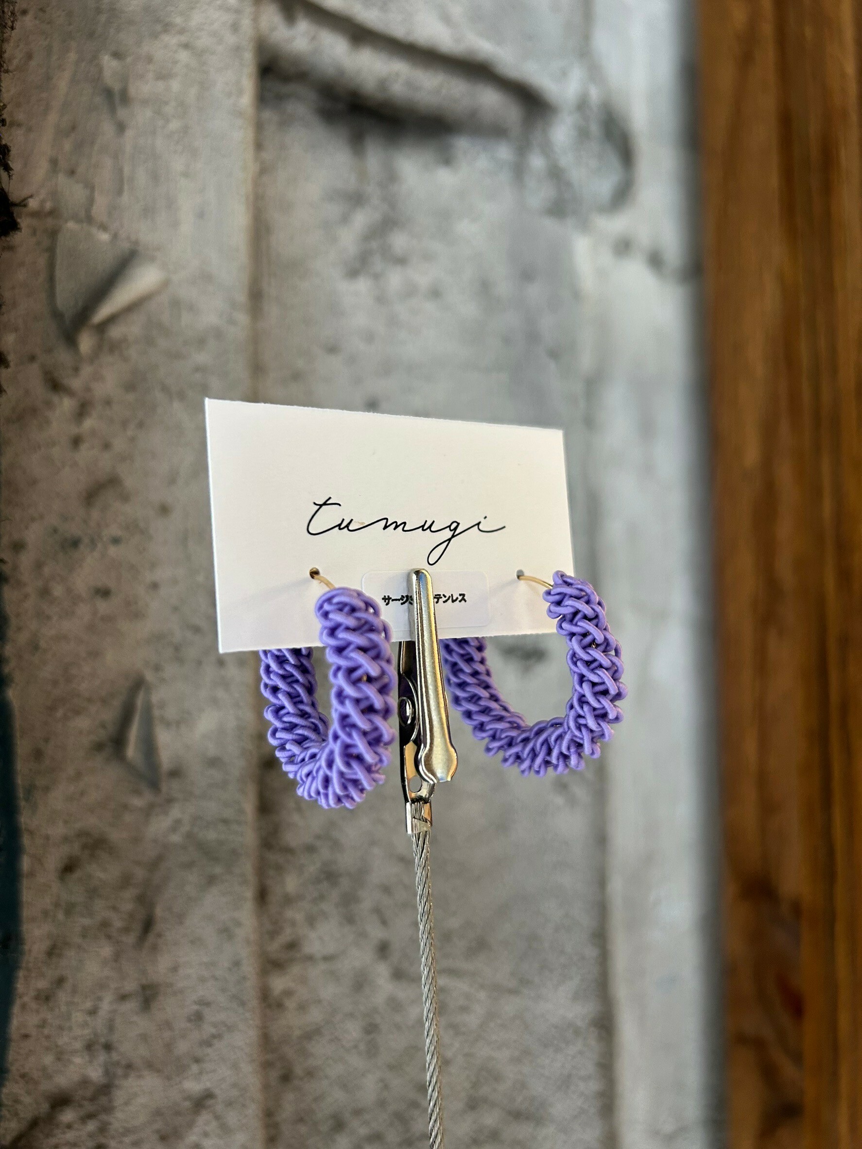 [TUMUGI] 水引環形耳環 | 藤色 | 耳針 | NO.101
