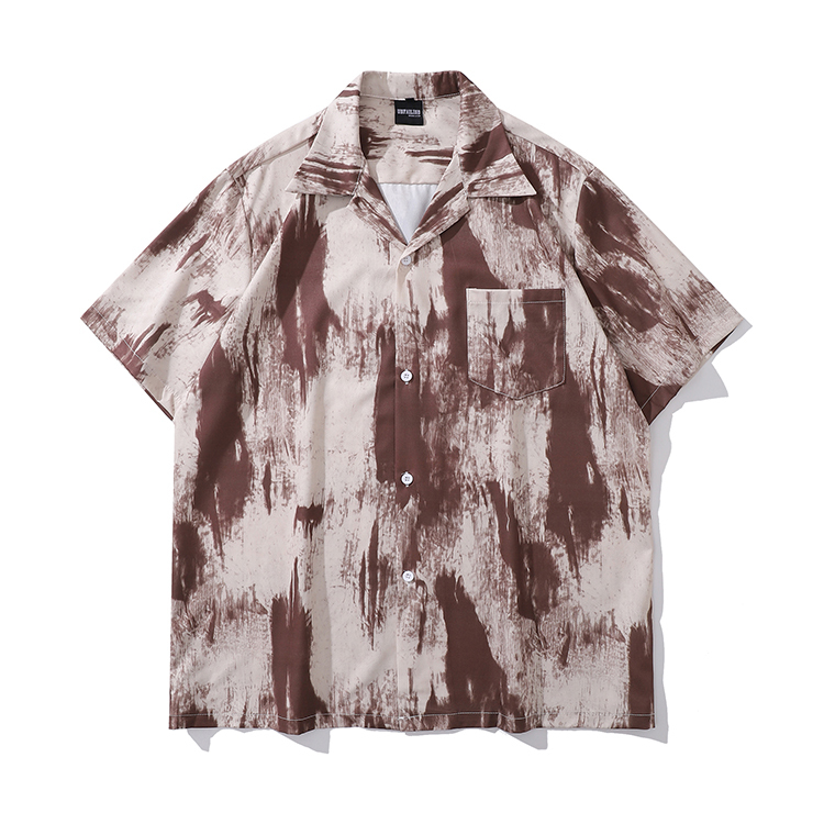 花襯衫 古巴領 刷色 潑漆