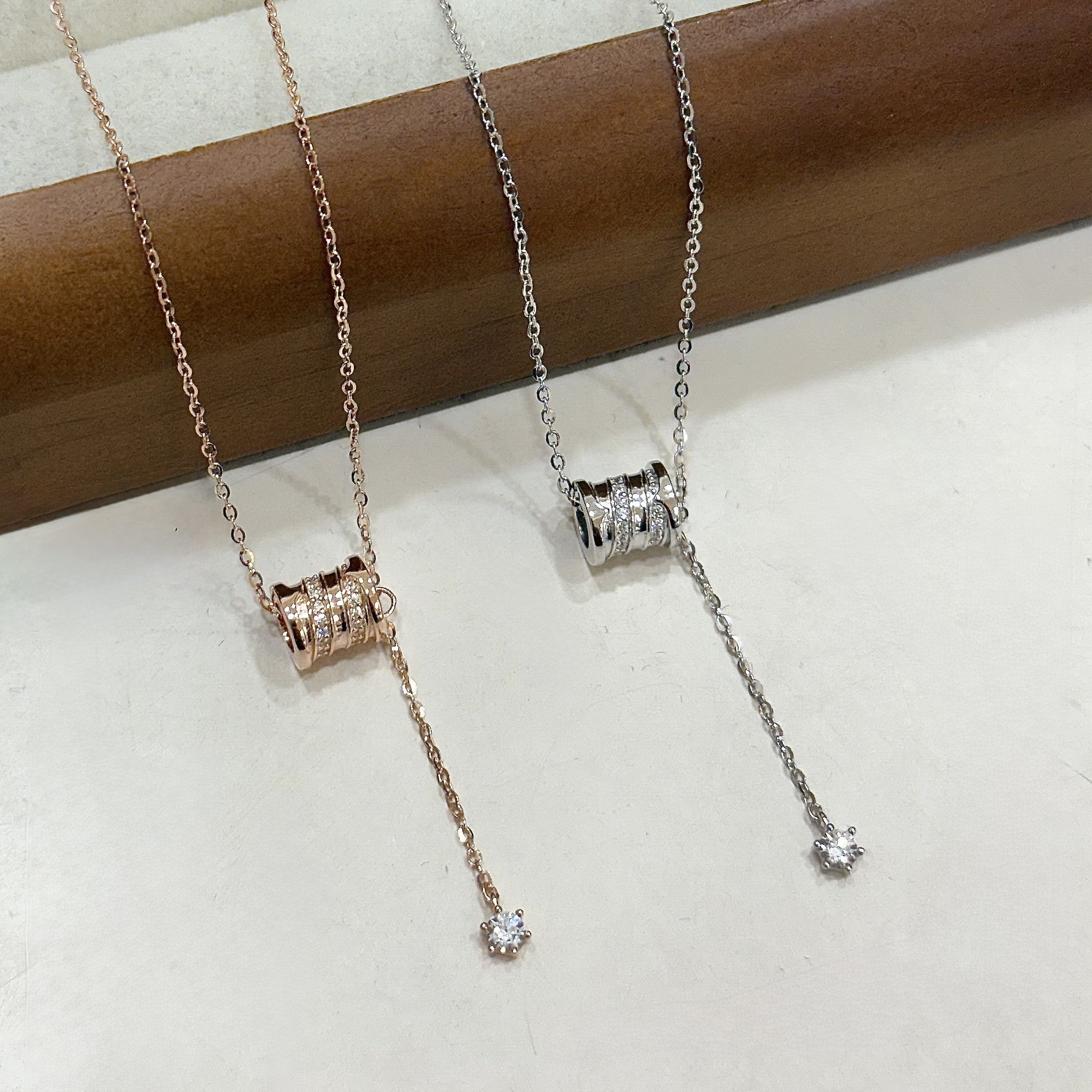 M49排鑽圓環純銀Y字鎖骨鏈