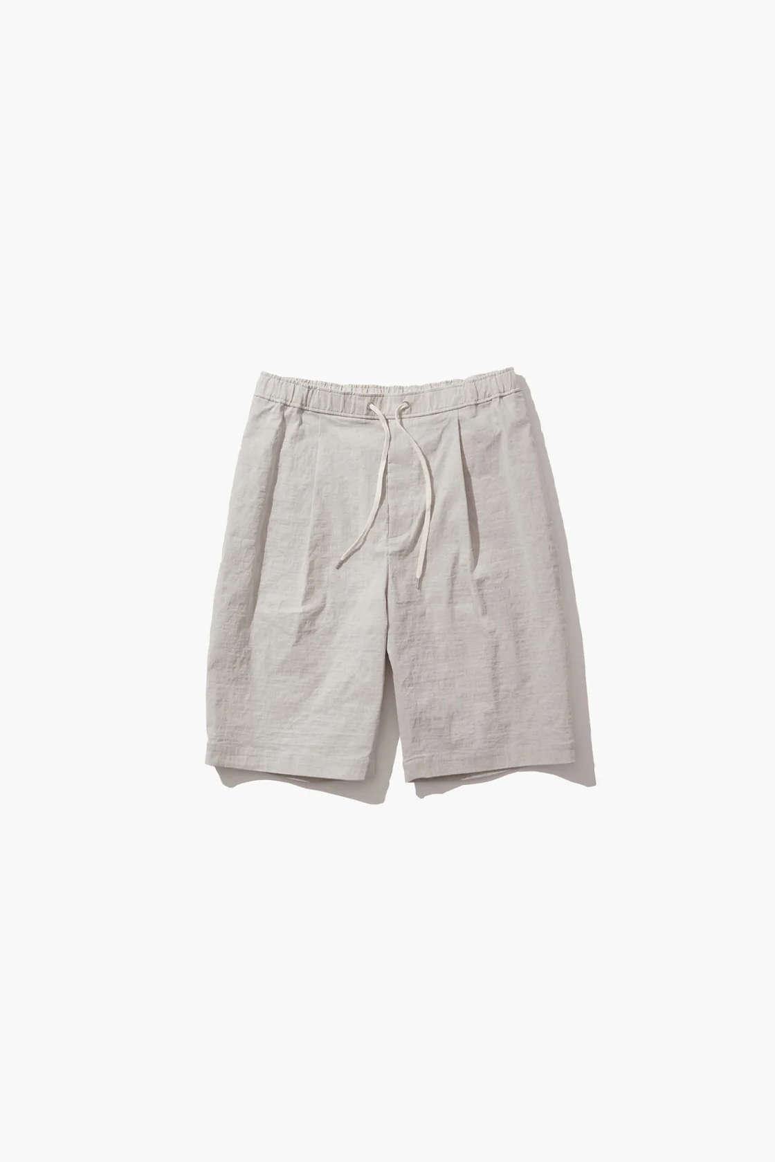 ATON STRETCH NYLON LINEN WIDE 2TUCKED SHORTS (2COL)
