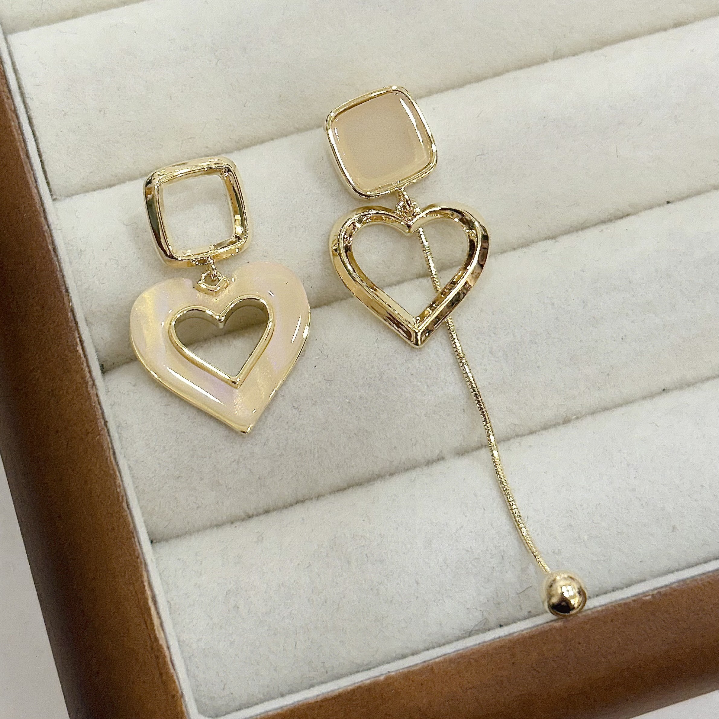 M64暈染方塊愛心不對稱垂吊