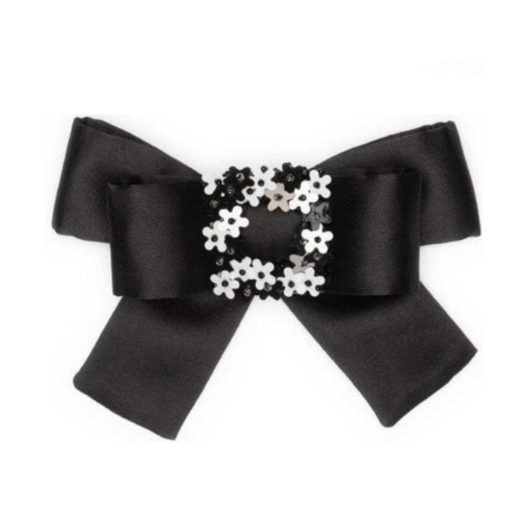 1CI0308-018 CATHERINE OSTI Bow Brooch ‘’Emily’’ Black/White (A-EU-E)