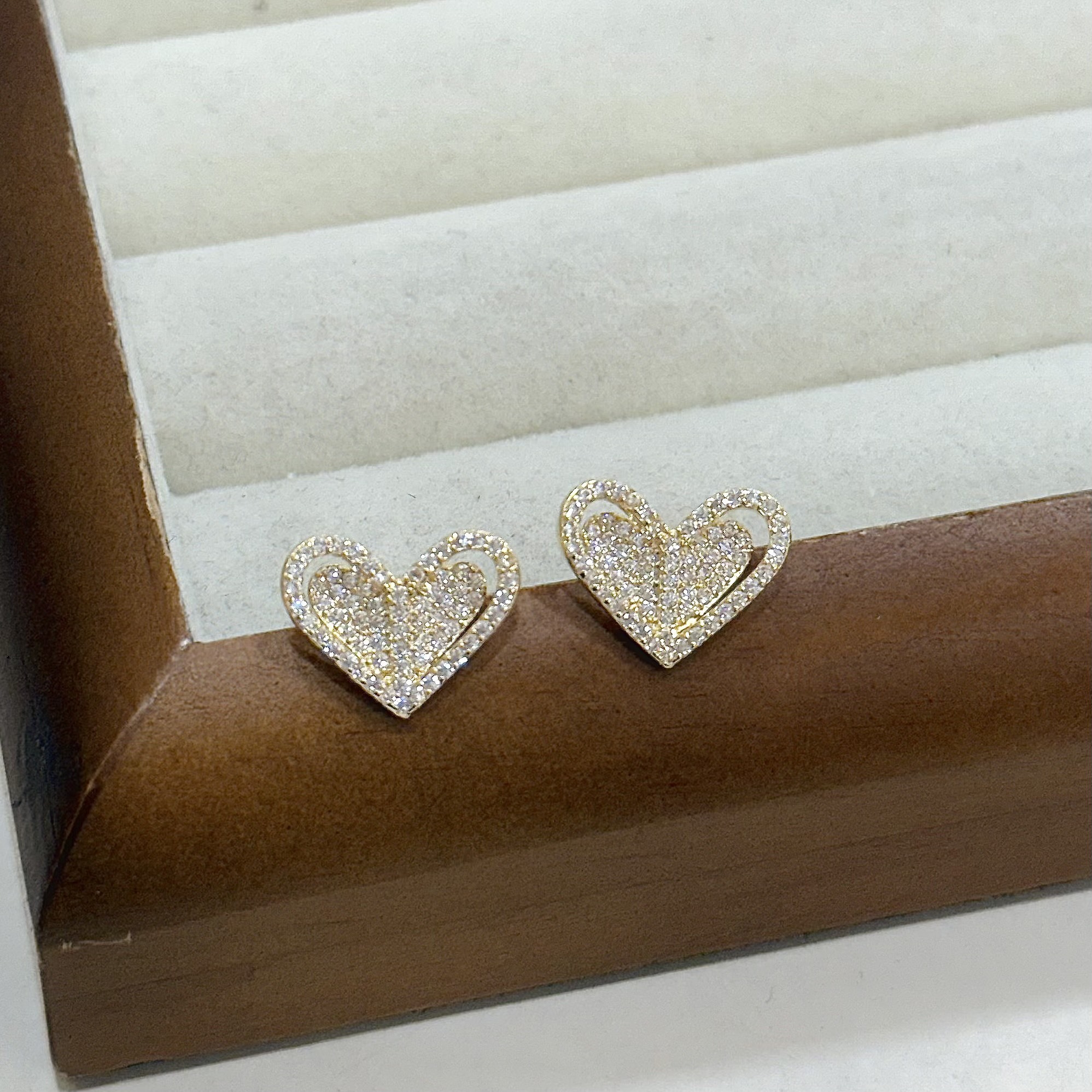 M86滿鑽雙層愛心耳針