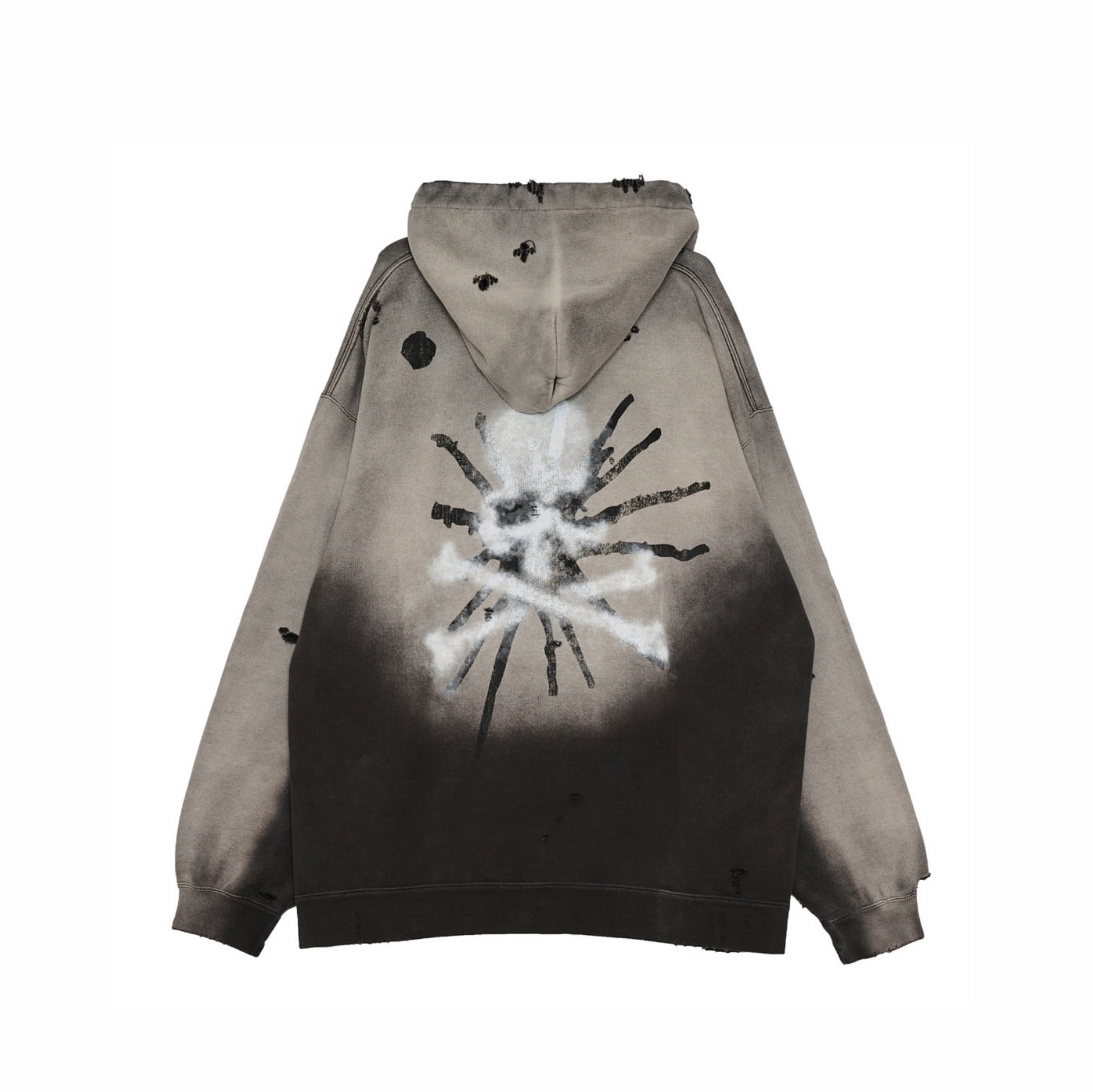 MASTERMIND JAPAN X MAISON MIHARA YASUHIRO MMY FADED HOODED SWEATSHIRT 帽Ｔ 聯名 水洗 漸層 破壞 骷髏-C14HD523