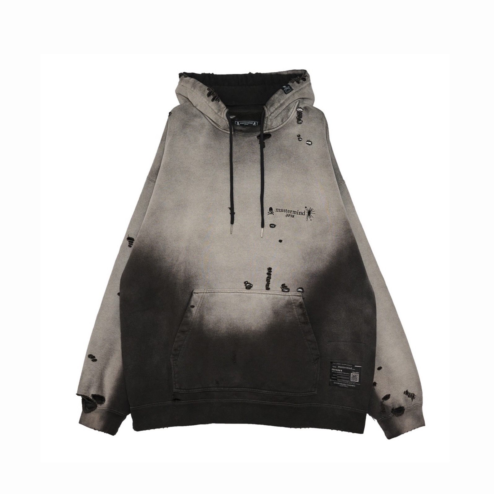 MASTERMIND JAPAN X MAISON MIHARA YASUHIRO MMY FADED HOODED SWEATSHIRT 帽Ｔ 聯名 水洗 漸層 破壞 骷髏-C14HD523