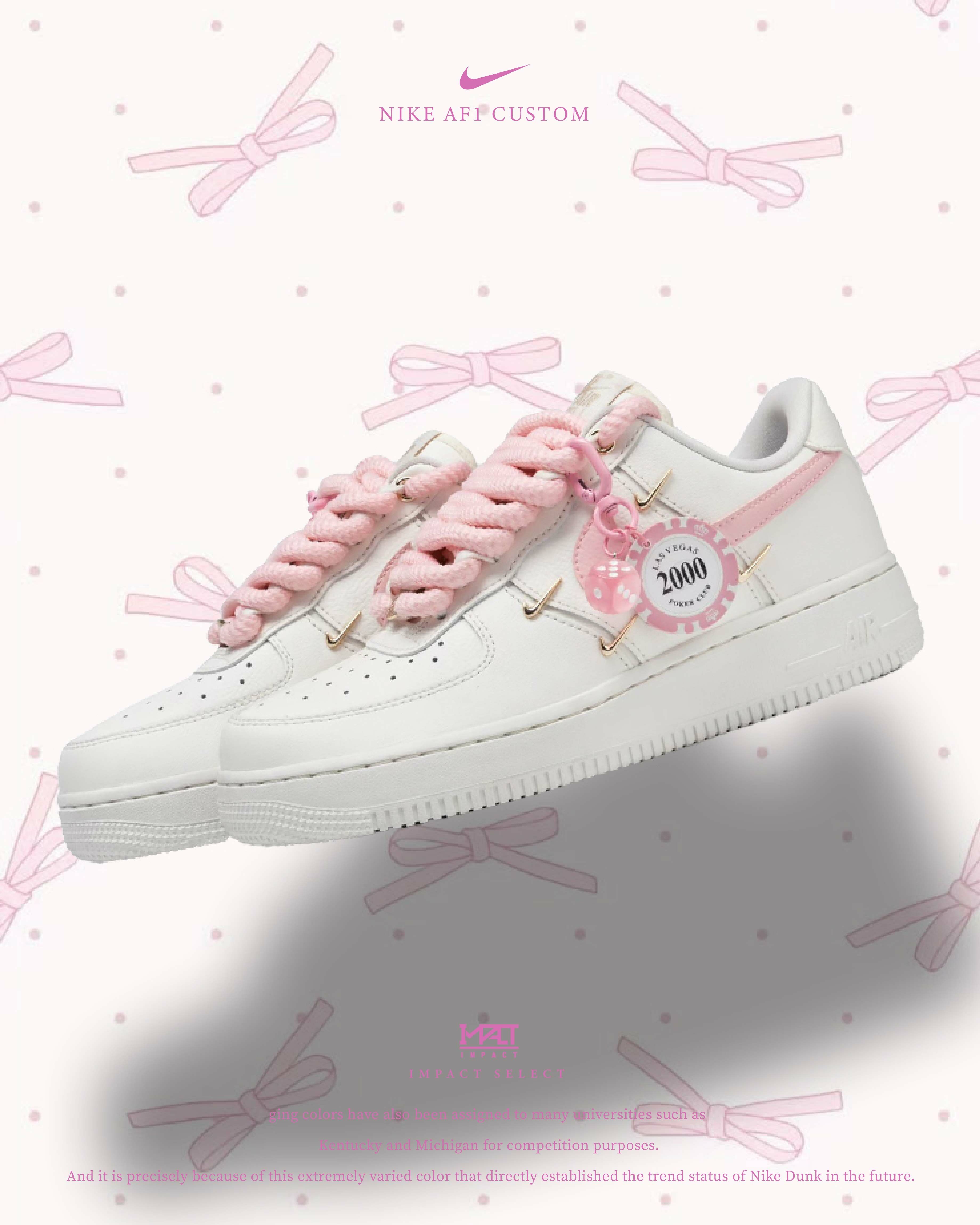 【訂製款】Nike Air Force 1 Low 幸運骰子 粉色四金勾  情侶鞋 男女