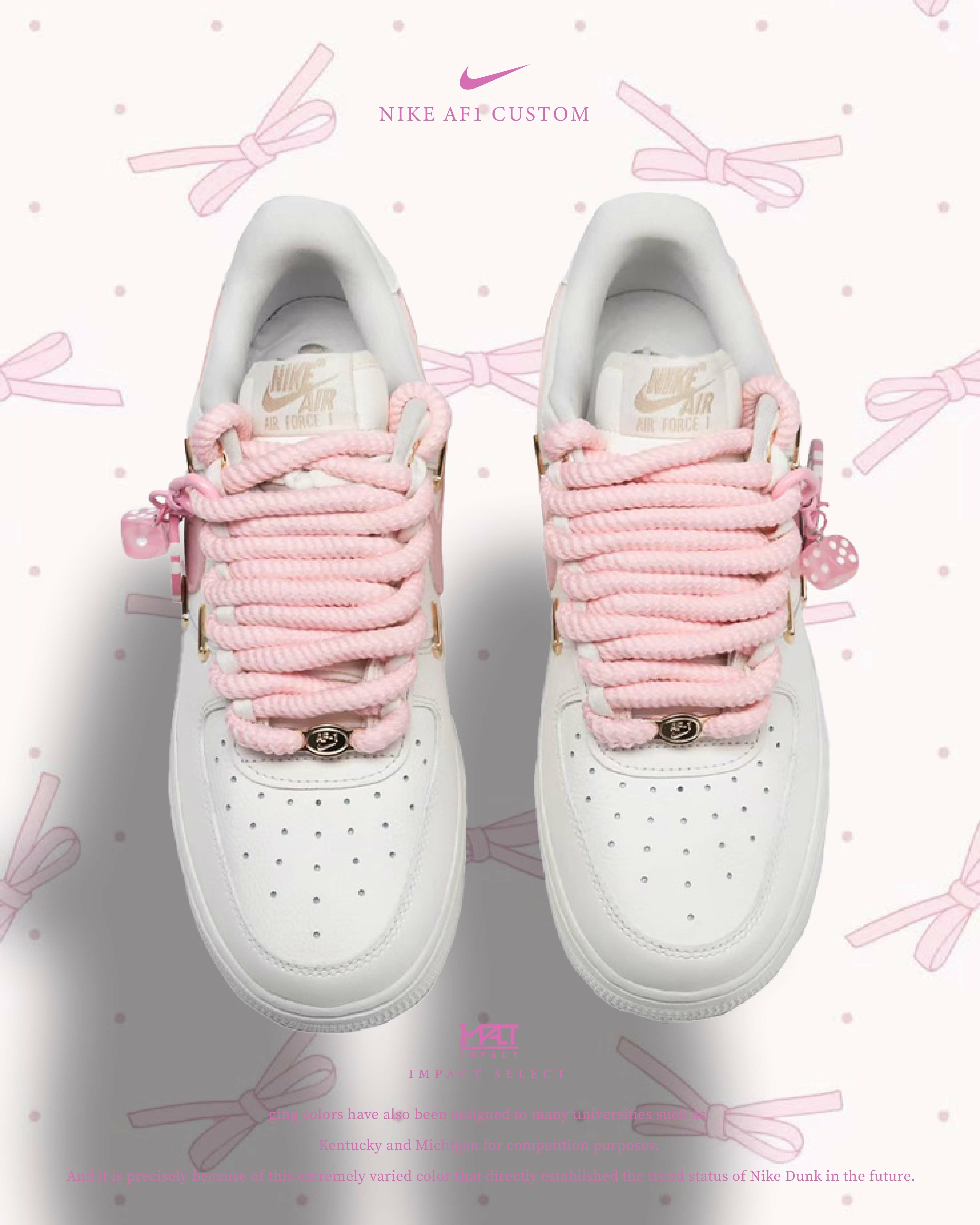 【訂製款】Nike Air Force 1 Low 幸運骰子 粉色四金勾  情侶鞋 男女