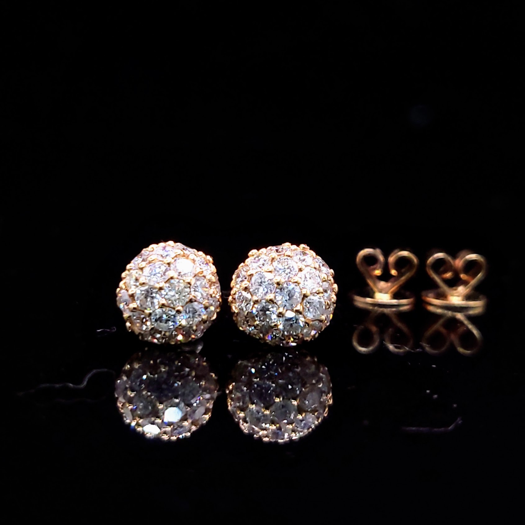 全新18K玫瑰金76份鑽石耳環