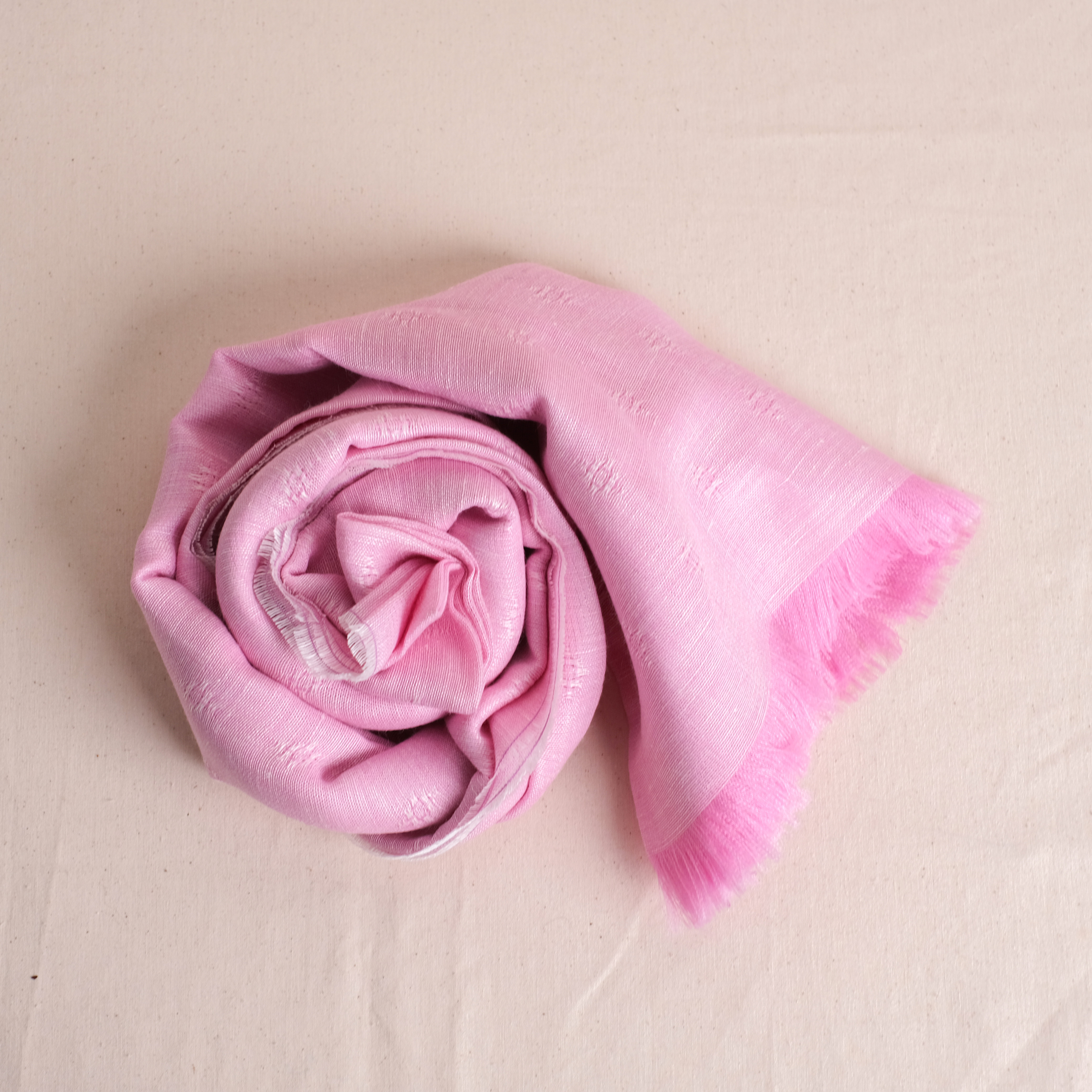 2025 安地斯羊駝披肩｜混絲亞麻款 - 緹花紋理 - 粉紅｜秘魯