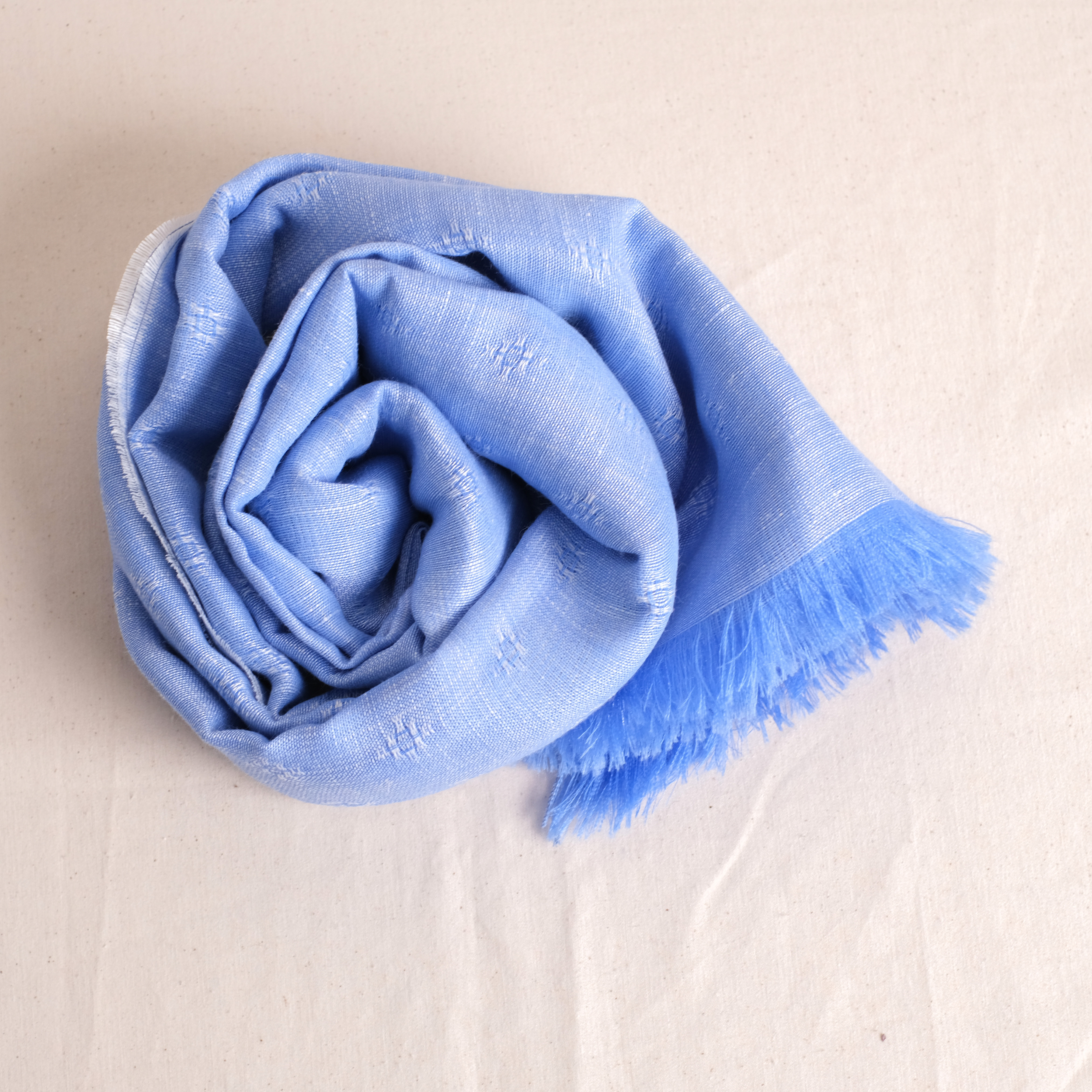 2025 安地斯羊駝披肩｜混絲亞麻款 - 緹花紋理 - 淡藍｜秘魯