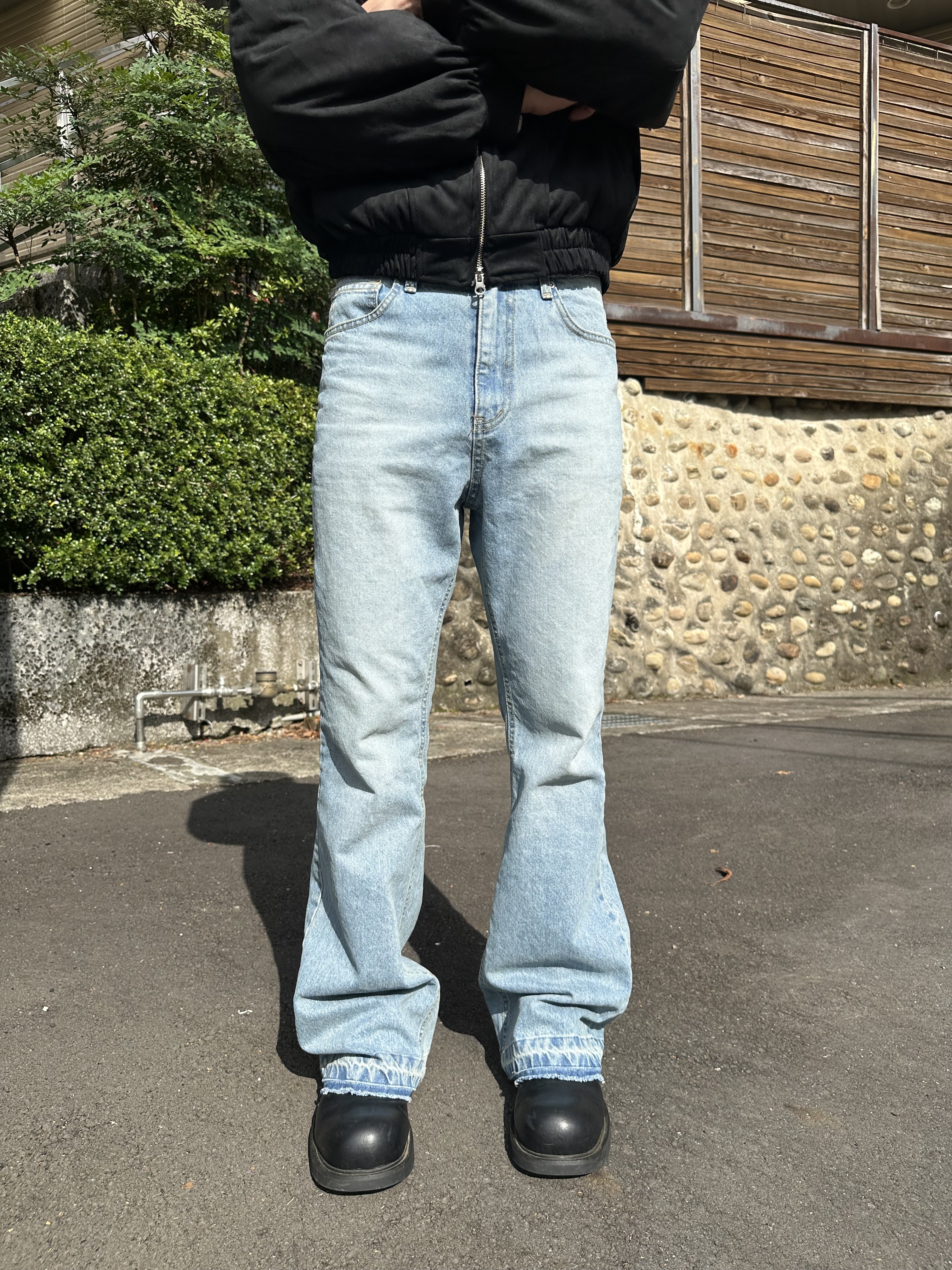 頂男 頂級 破壞 百搭 微喇叭 牛仔褲