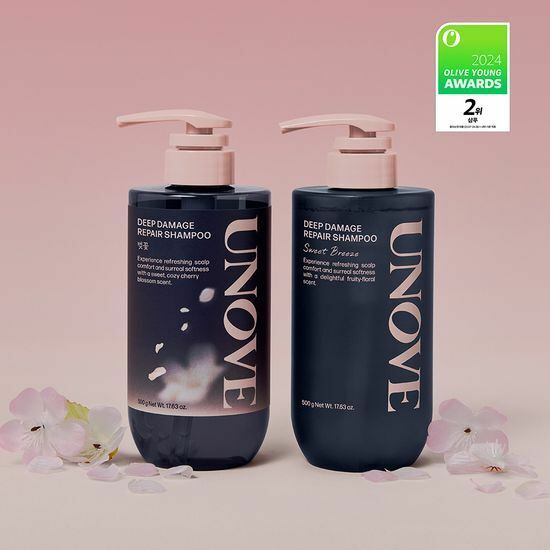 [01/05 - 30/05] UNOVE Deep Damage Repair Shampoo 500g [Cherry Blossom + Tender Bloom] [Olive Young Double Planning Set]