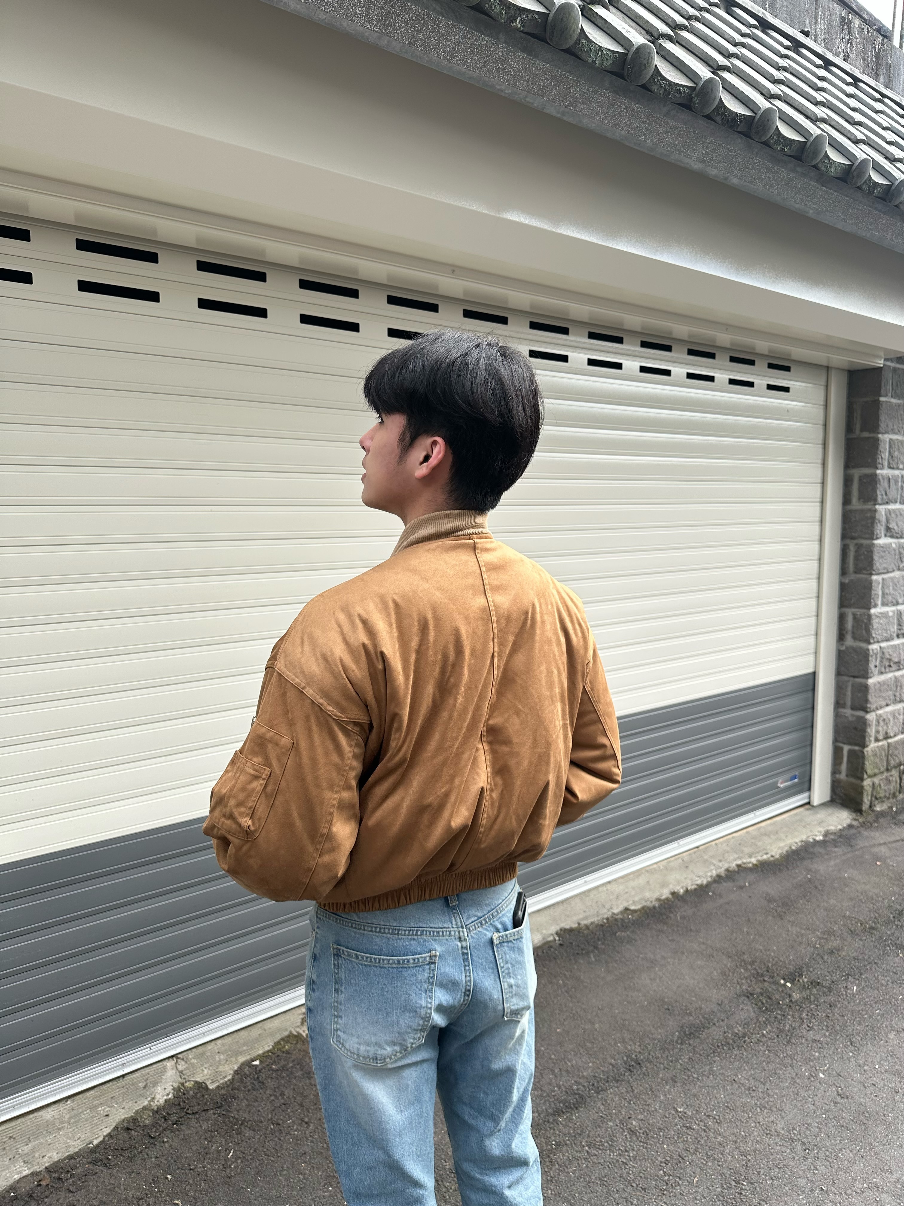 麂皮 內鋪棉 短版 飛行夾克 外套