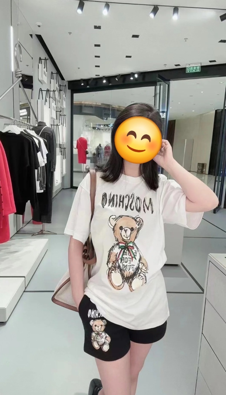 Moschino 成人款 白色 塗鴉熊 Tee