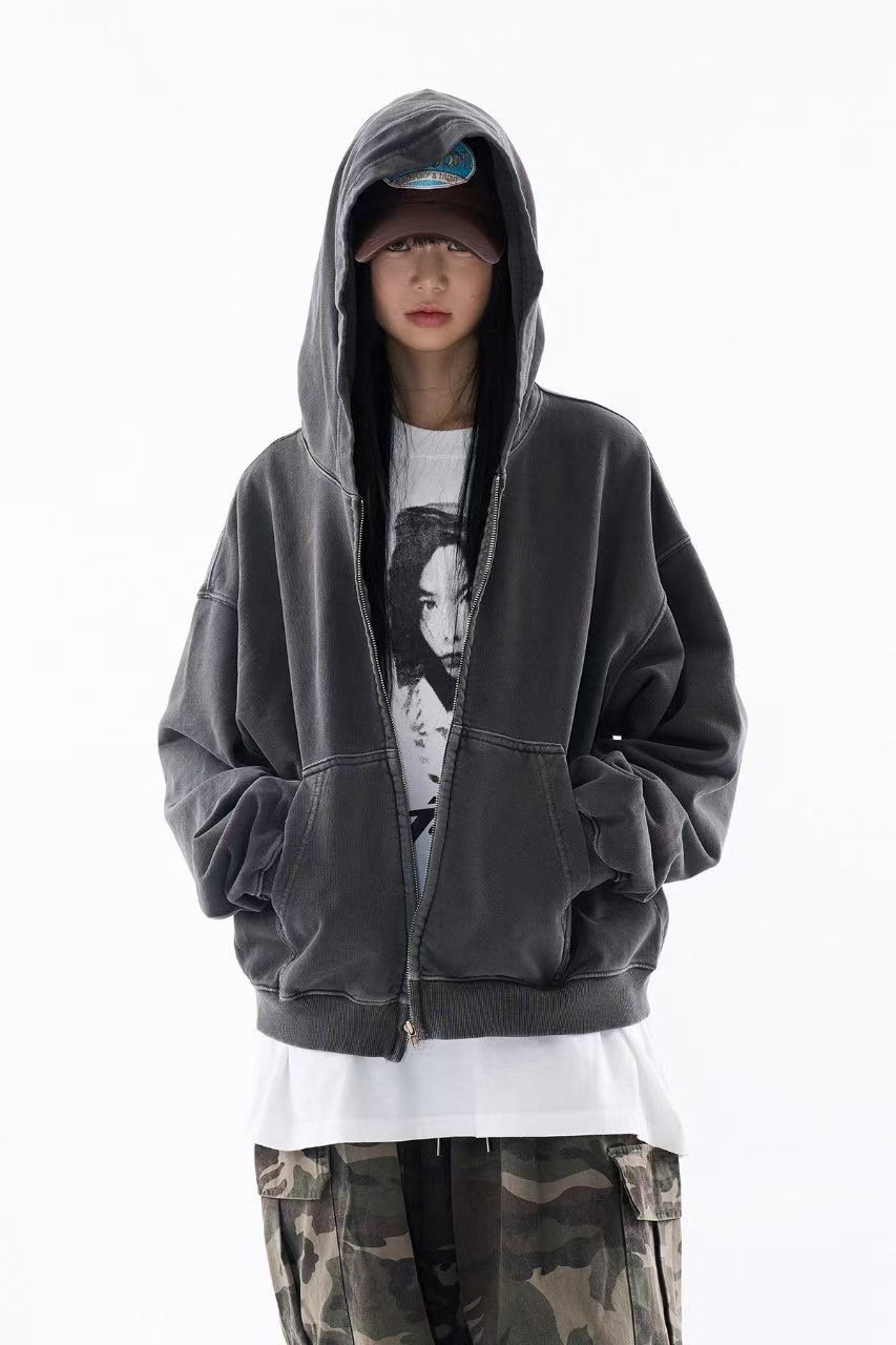 Boxy 短版 水洗 褪色 連帽外套