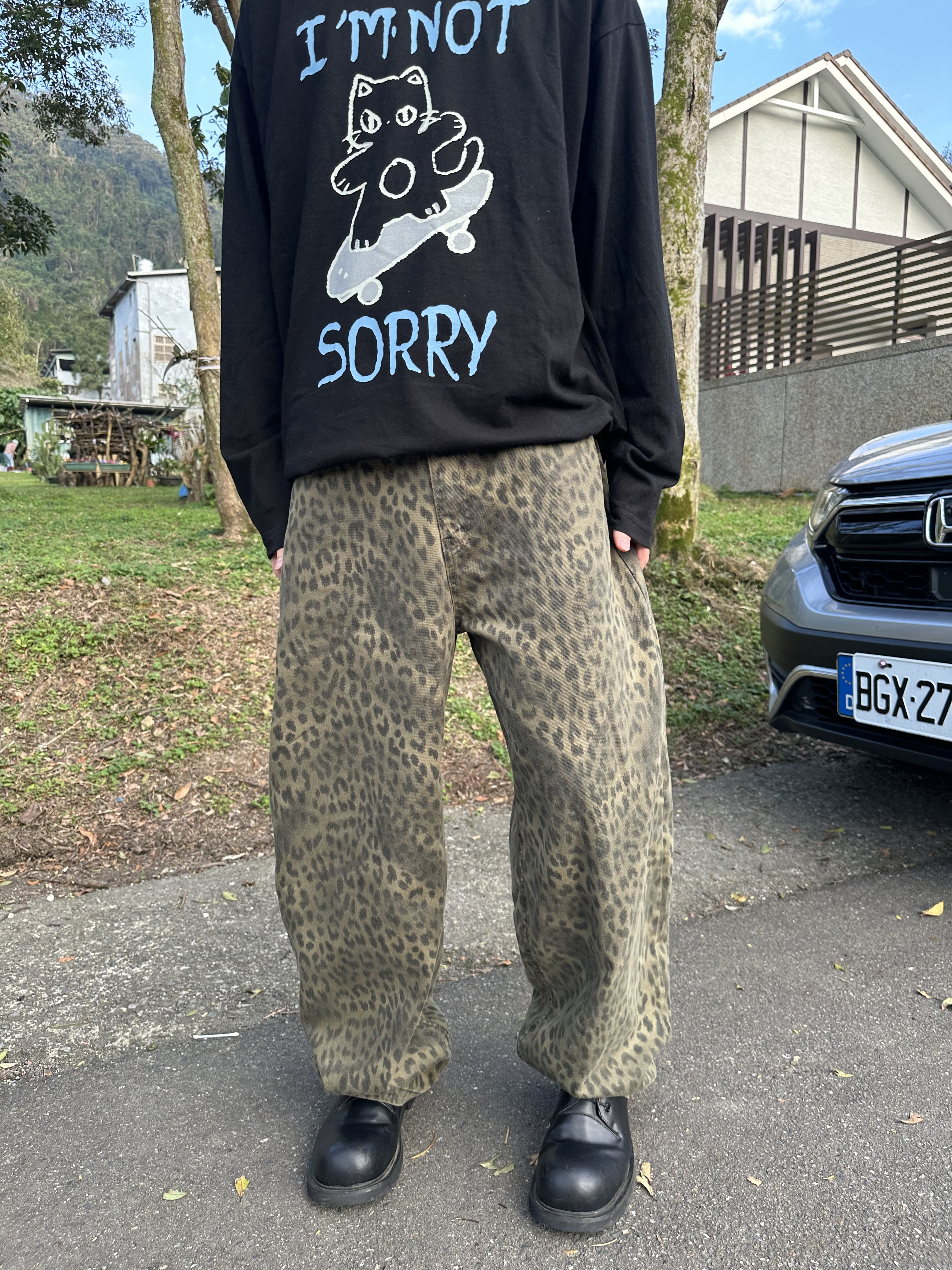 Fit check 頂級 豹紋 彎刀 牛仔褲