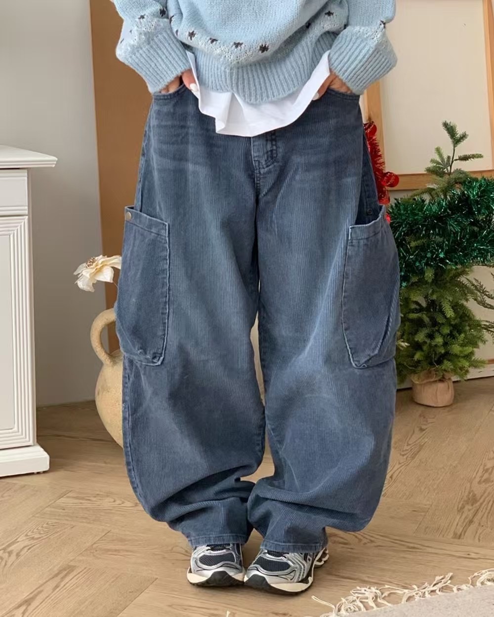 Street style 側口袋 刷色 燈芯絨 長褲