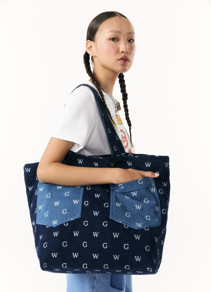 泰國連線 GENTLEWOMAN拼色口袋牛仔TOTE BAG（T3 GW592）