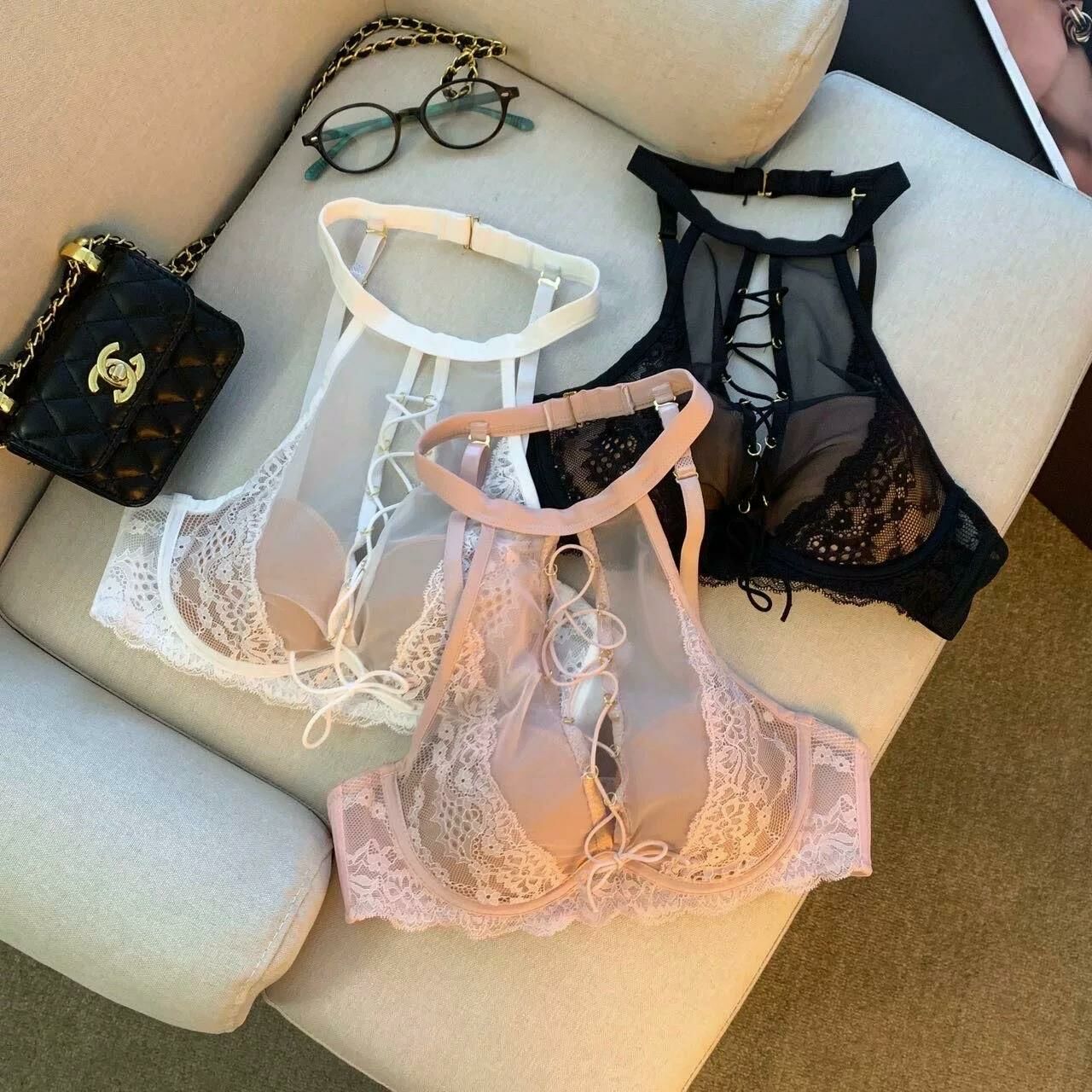 掛脖胸網紗交叉內衣