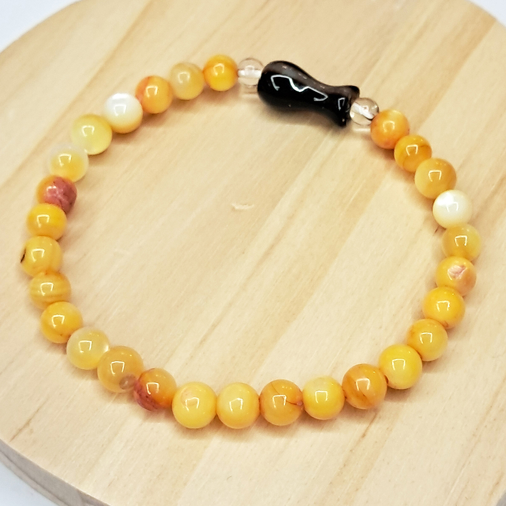 葫蘆{夢幻瑪瑙}&黃金硨磲手珠5mm【十方】154396