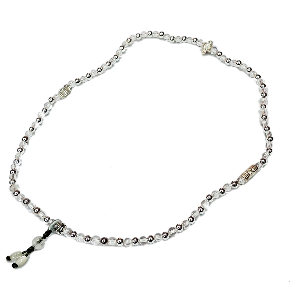 無限{925純銀}&水晶&銀珠108念珠4mm【十方】154412