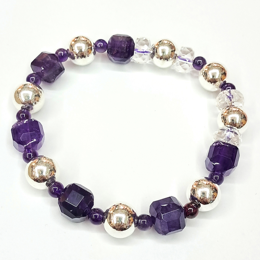 紫晶{方糖}&純銀珠手珠8mm【十方】154408