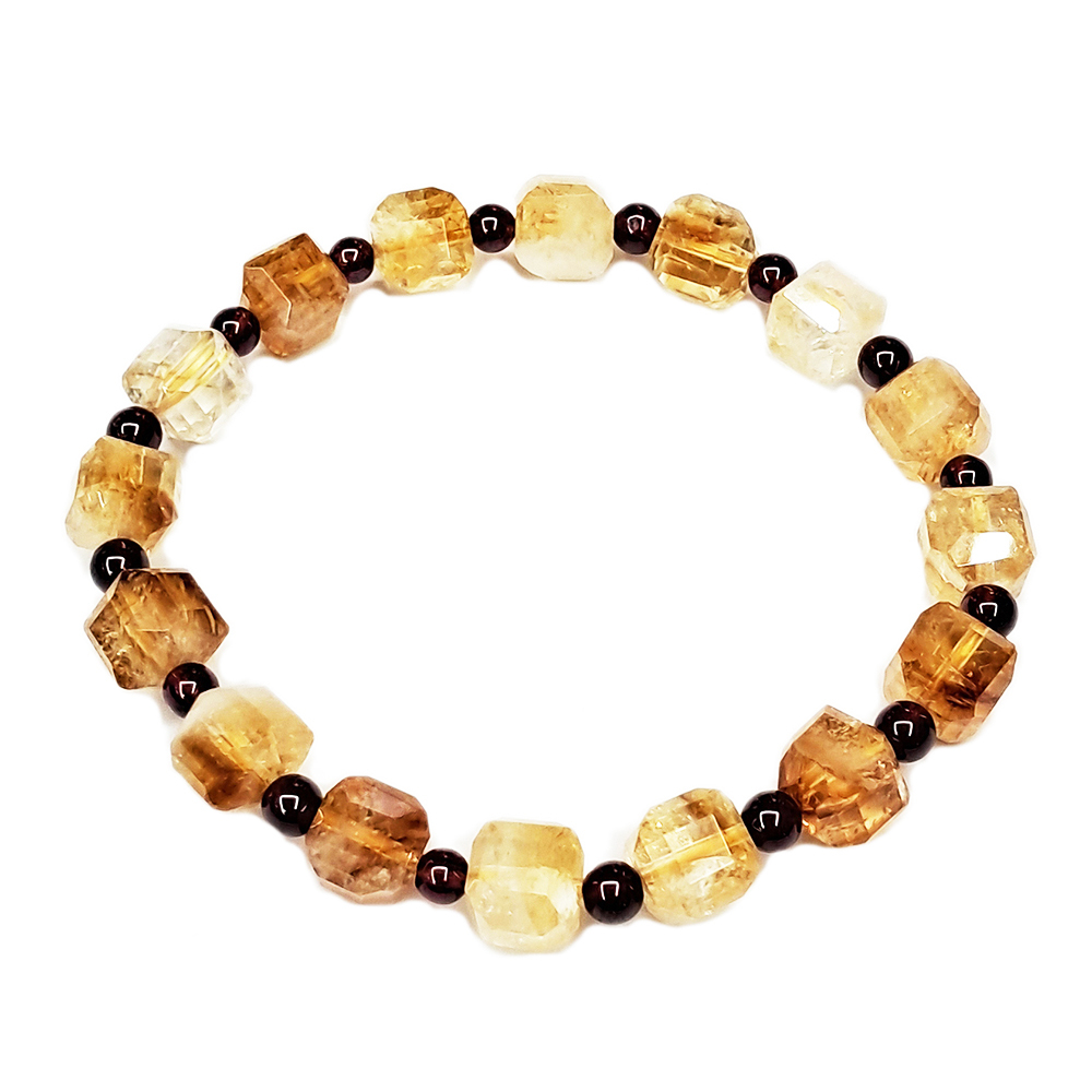 石榴石&黃晶{方糖}手珠8mm【十方】154405