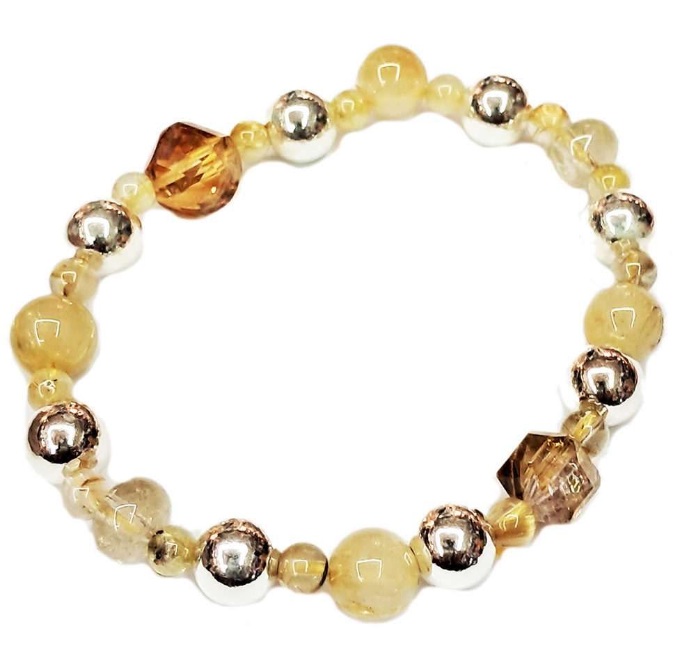 鈦晶&黃晶{方糖}&銀珠手珠8mm【十方】154404