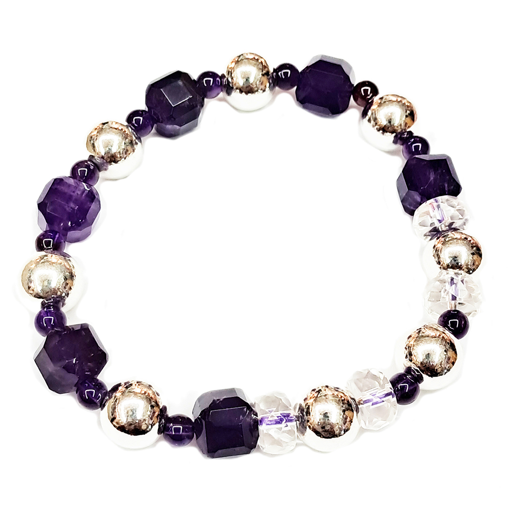 紫晶{方糖}&純銀珠手珠8mm【十方】154408