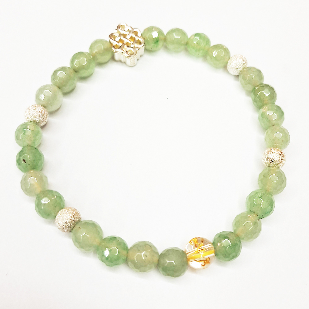 吉祥結{925純銀}銀沙珠&東菱玉{鑽面}手珠6mm【十方】154401