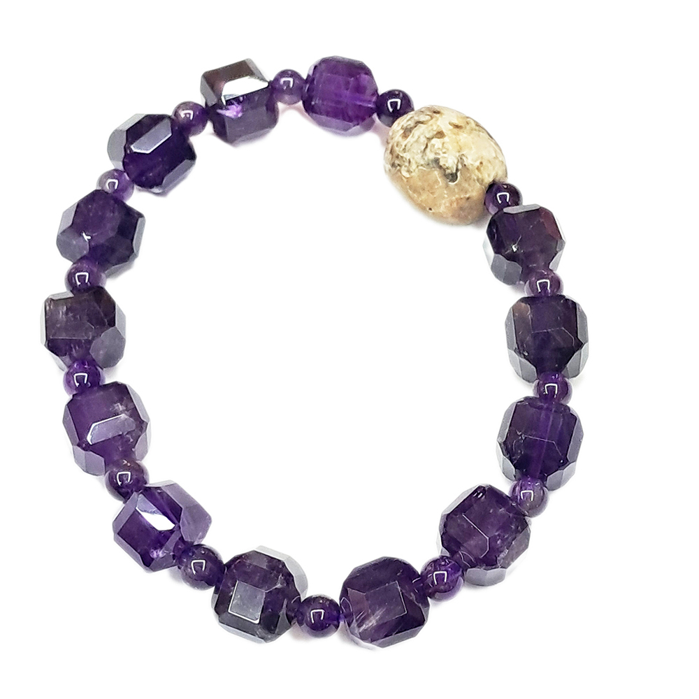 跳出舍利&紫晶{方糖}手珠8mm【十方】154407