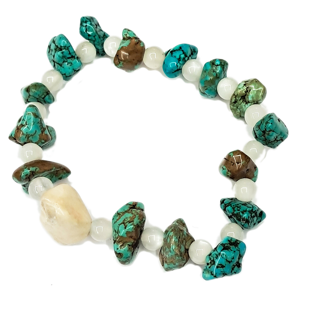 跳出舍利&綠松石{原礦}月光石手珠6mm【十方】154400