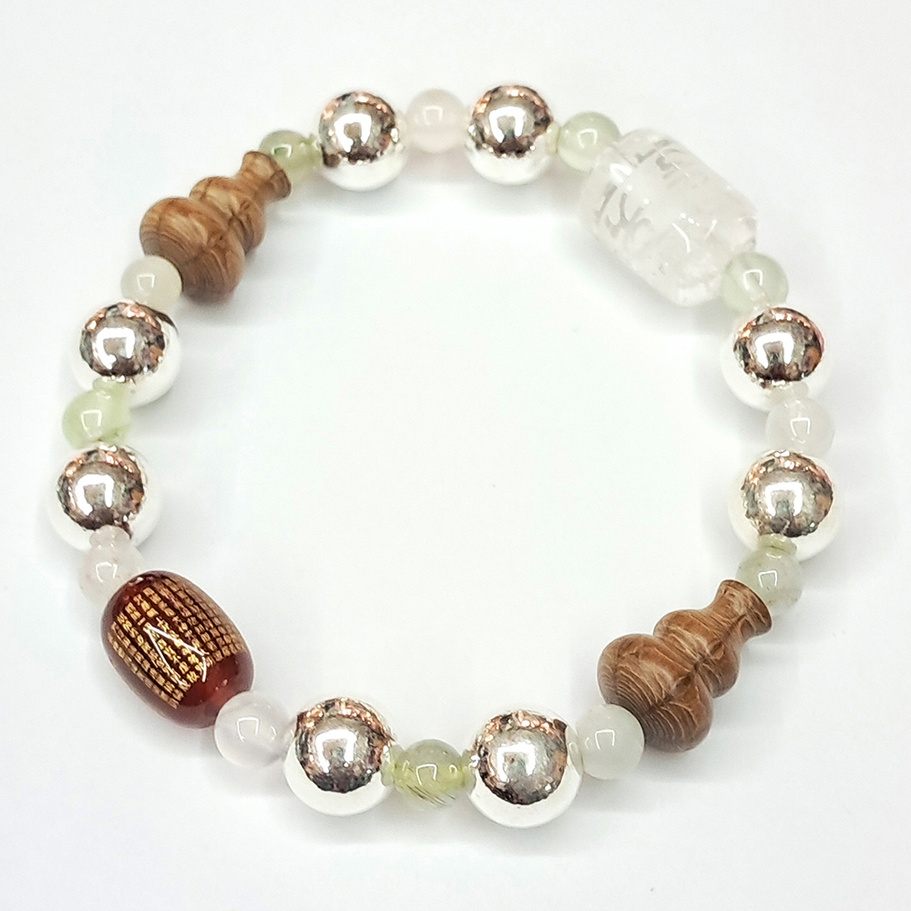 心經{紅玉髓}&六字真言{水晶}&葫蘆{六道木}&銀珠10mm【十方】154397