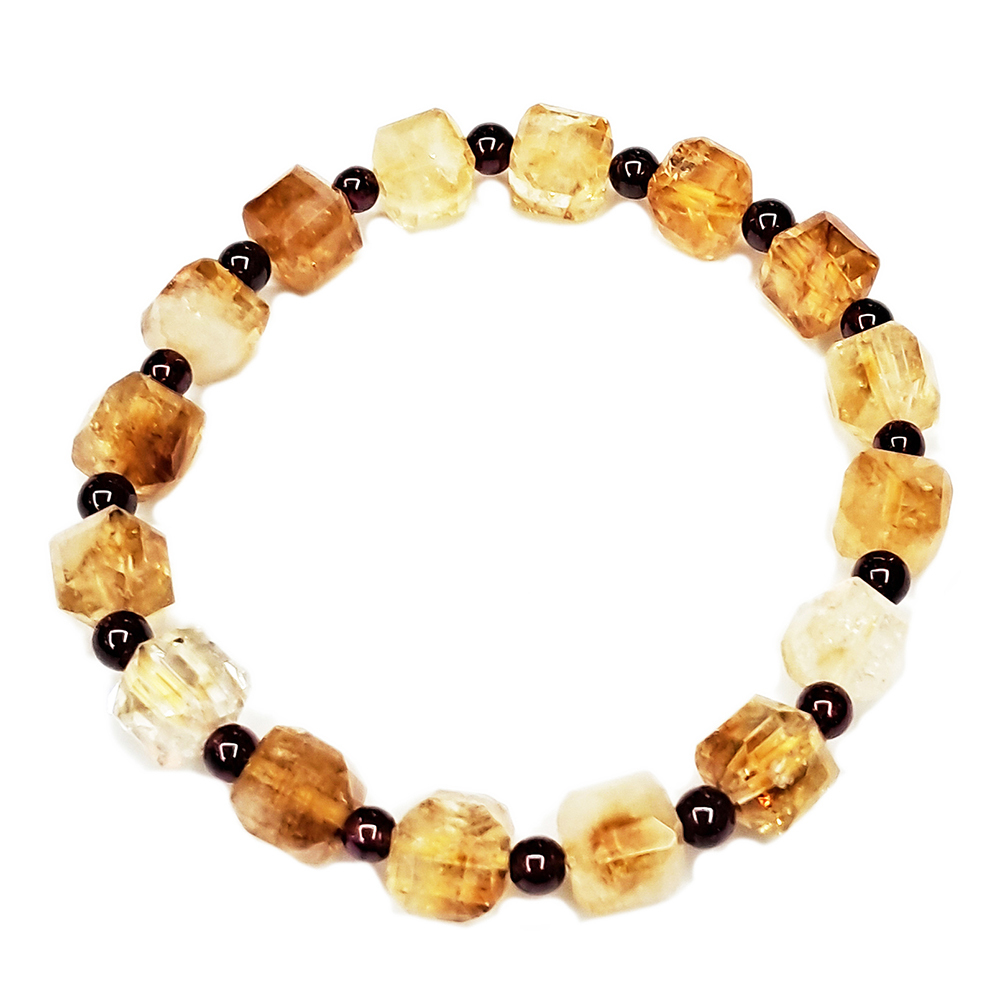 石榴石&黃晶{方糖}手珠8mm【十方】154405