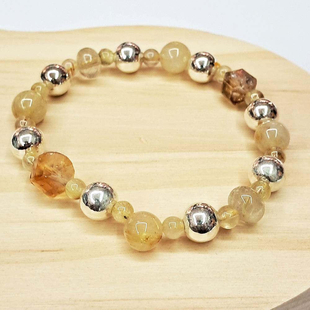 鈦晶&黃晶{方糖}&銀珠手珠8mm【十方】154404