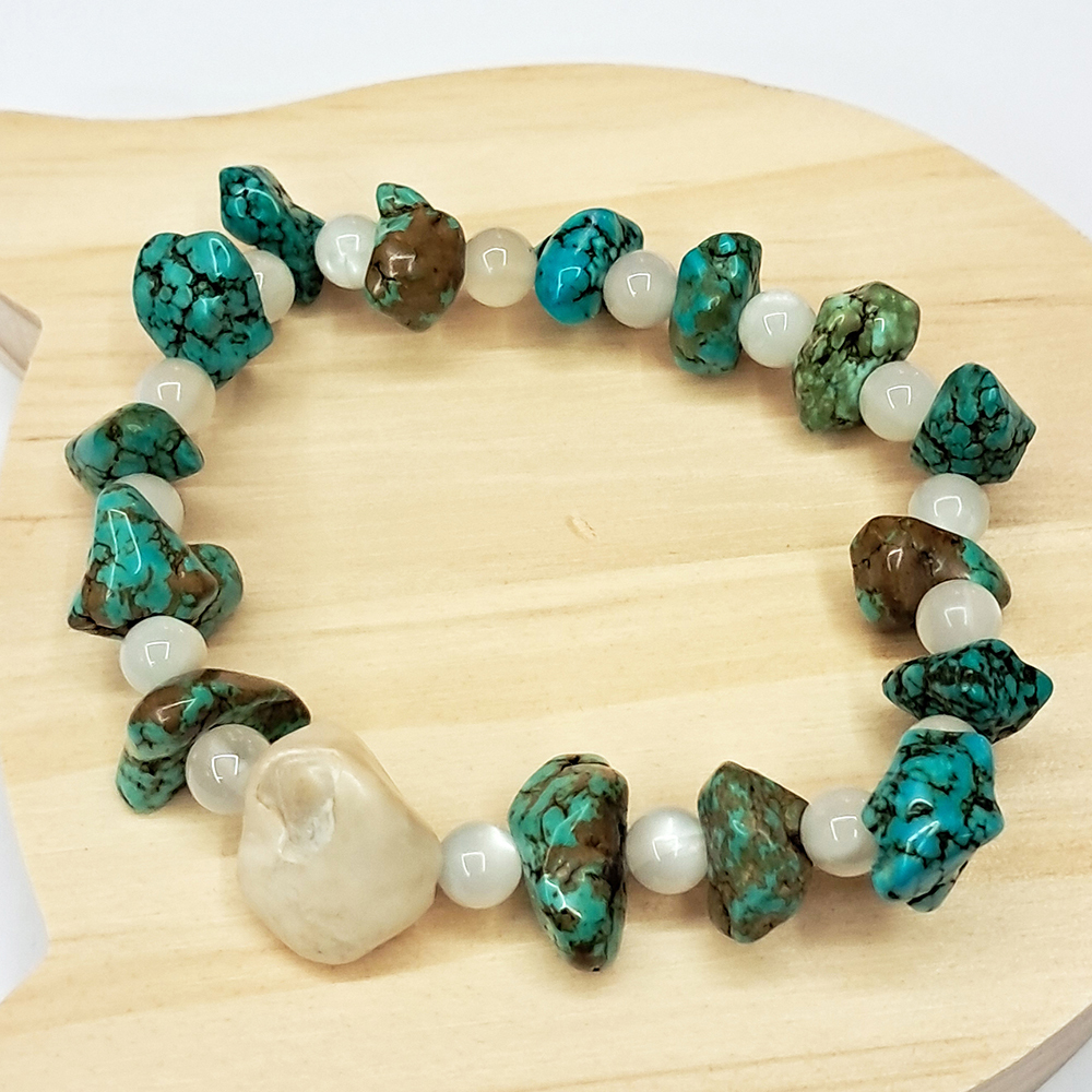 跳出舍利&綠松石{原礦}月光石手珠6mm【十方】154400