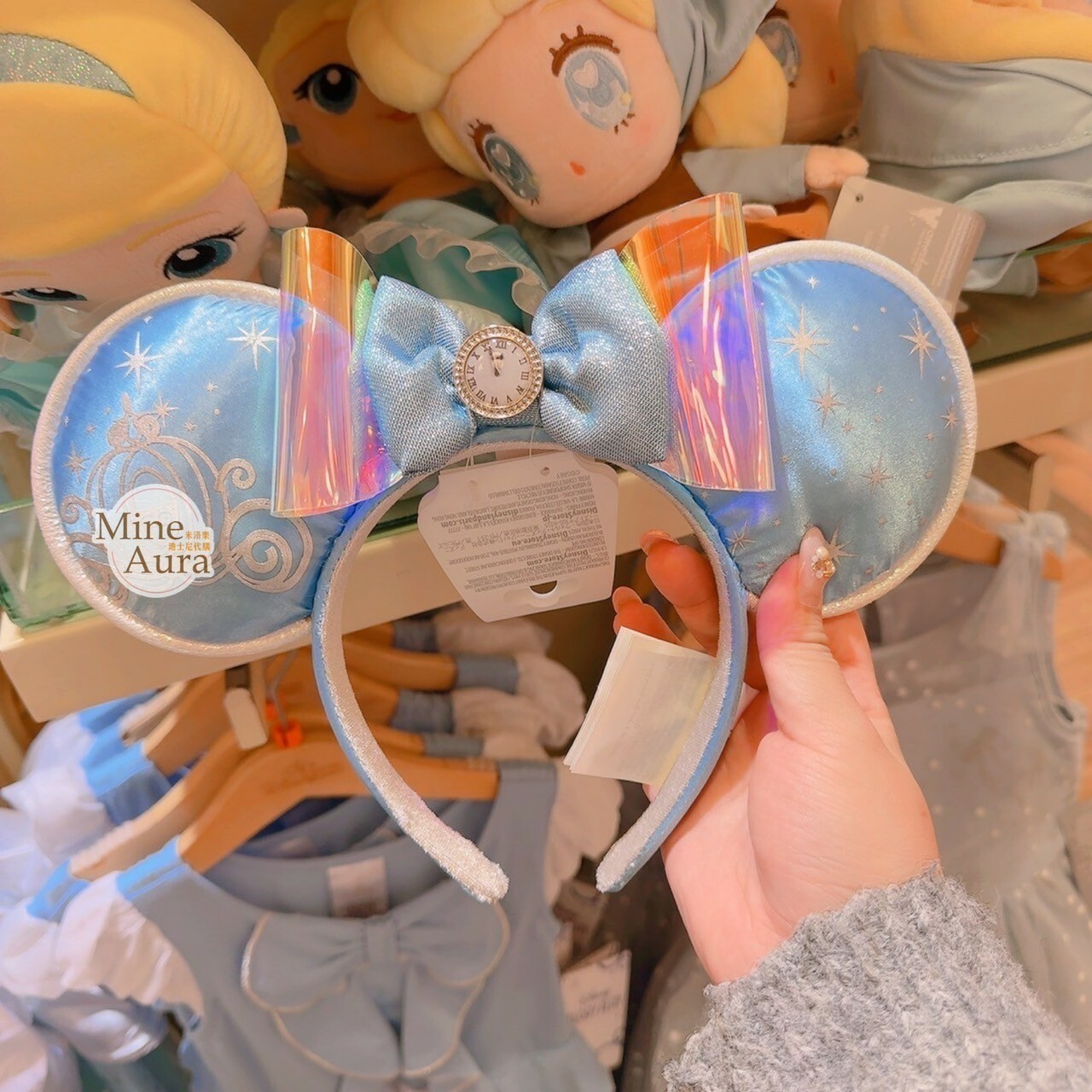 仙杜瑞拉 Cinderella 米妮 Minnie 時鐘蝴蝶結造型 南瓜馬車 圖案 髮圈 髮箍 仙履奇緣 -香港迪士尼樂園