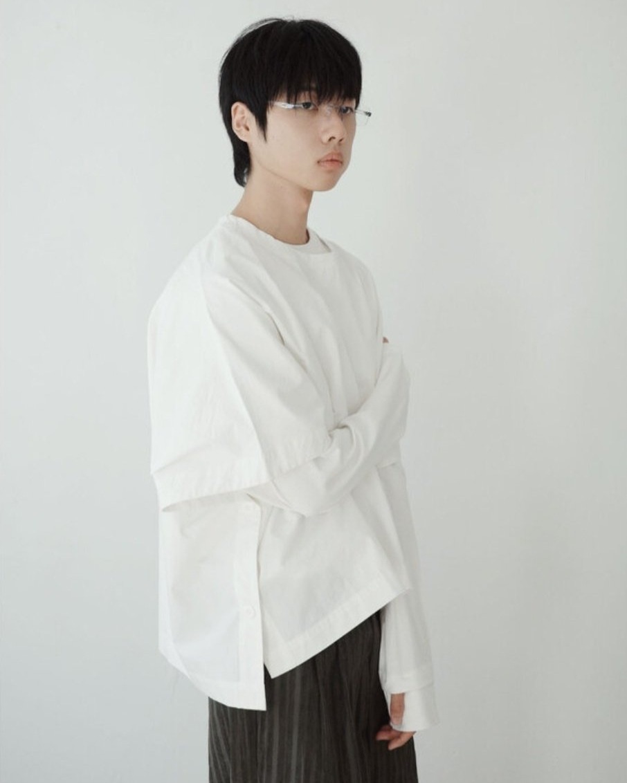 斗篷剪裁襯衫布寬鬆上衣
