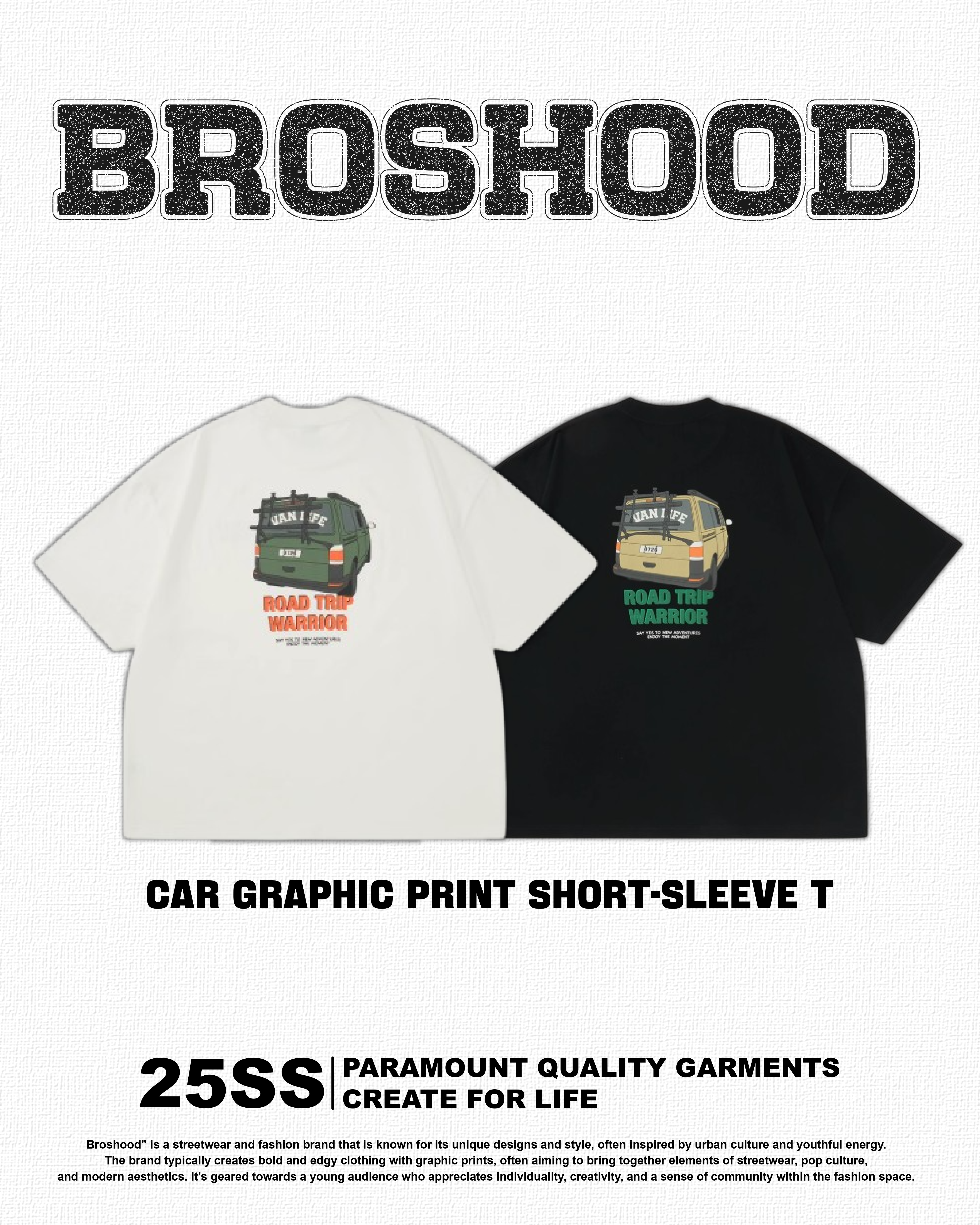 #預購 Broshood 25SS 日系 微裂漿 趣味座駕圖案 印花短袖 兩色