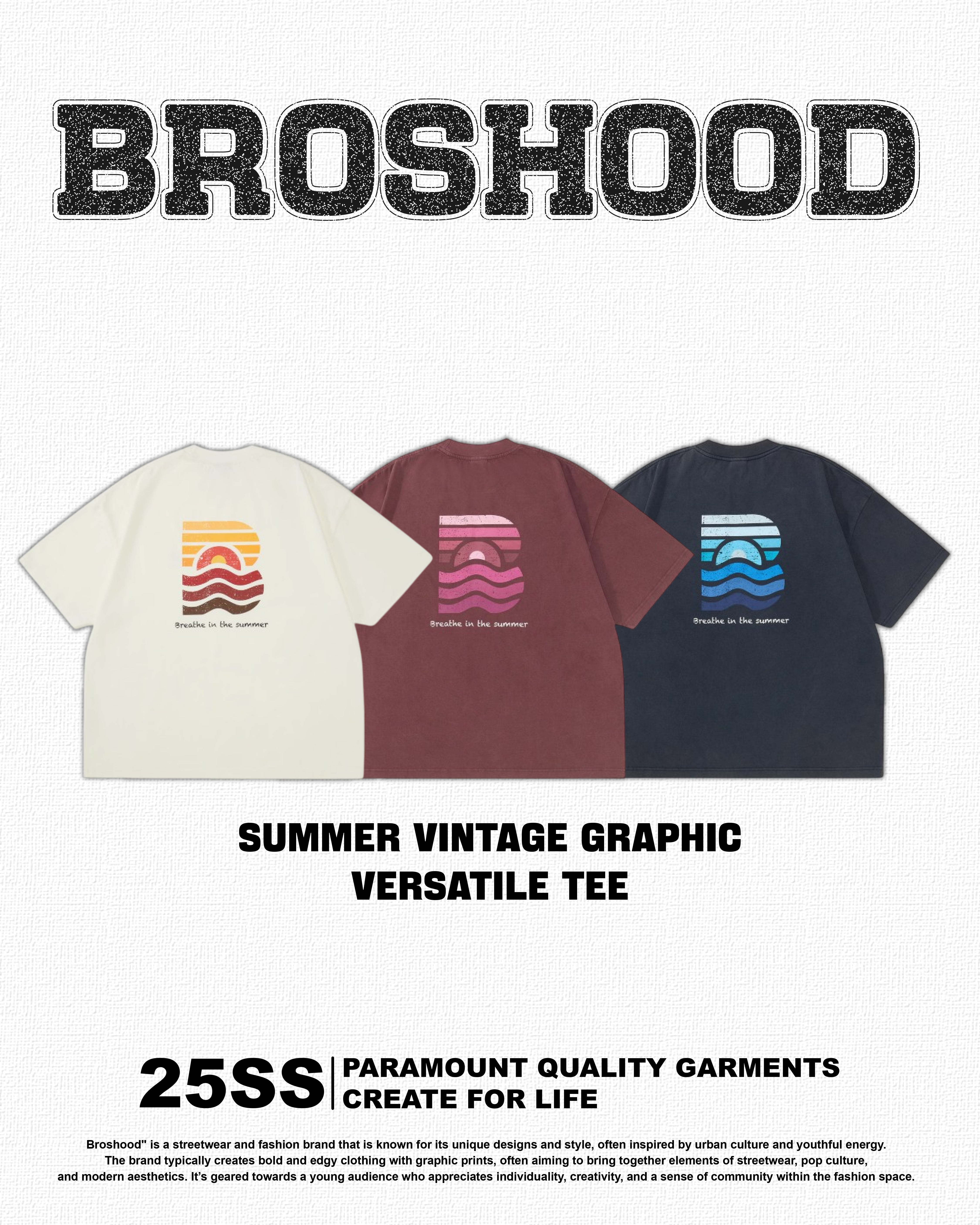 #預購 Broshood 25SS 夏季印花復古百搭短踢 三色