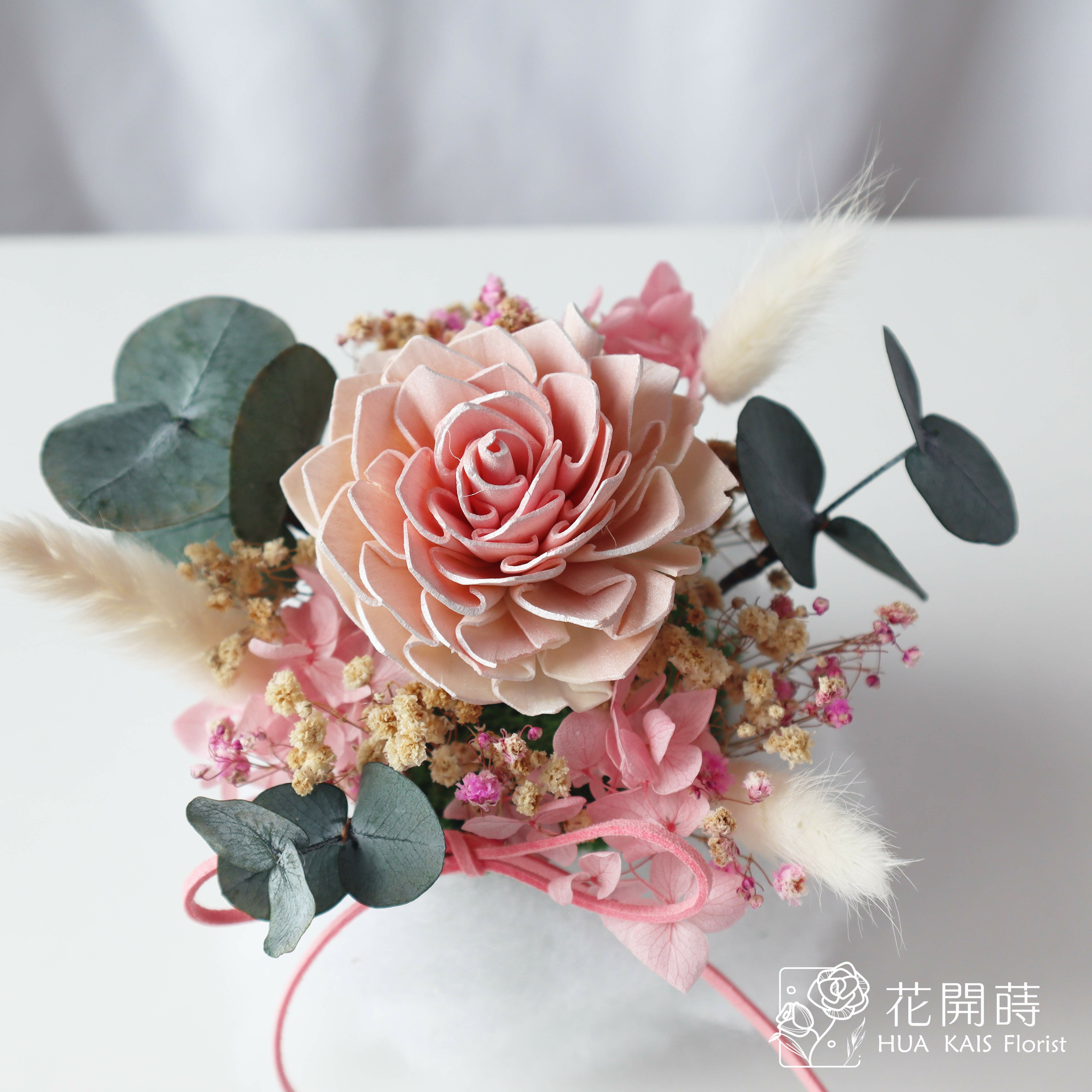 玫瑰香氛小桌花|粉精靈雲朵桌花|開幕小盆栽|生日禮物|辦公桌小盆花|母親節花禮