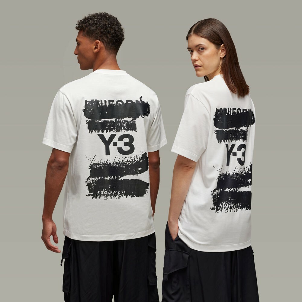 【 Y-3 U GFX SS TEE 筆觸印刷短TEE - 白 】