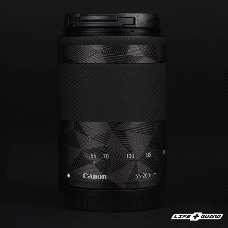 LIFE+GUARD 鏡頭貼膜安裝示意，適用 Canon EF-M 55-200mm