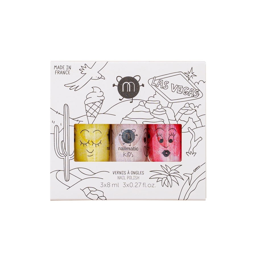 Nailmatic 兒童水漾亮彩指甲油-拉斯維加斯(3入)- 露露.伊里亞德.羅西